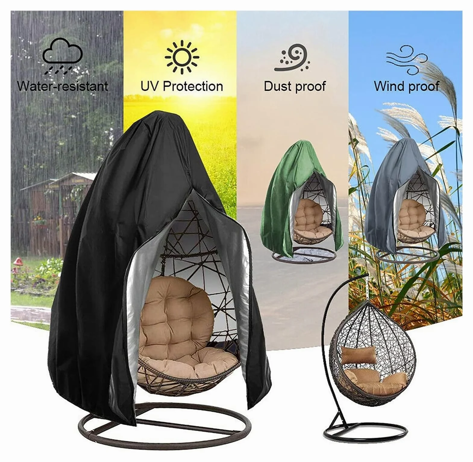 Funda Protectora For Silla Colgante Con Cremallera, Funda For Silla Flotante, Protección Impermeable For Silla Colgante, Cesta Colgante, Mecedora, Funda Protectora, 190 X 115 Cm Funda para silla de hu