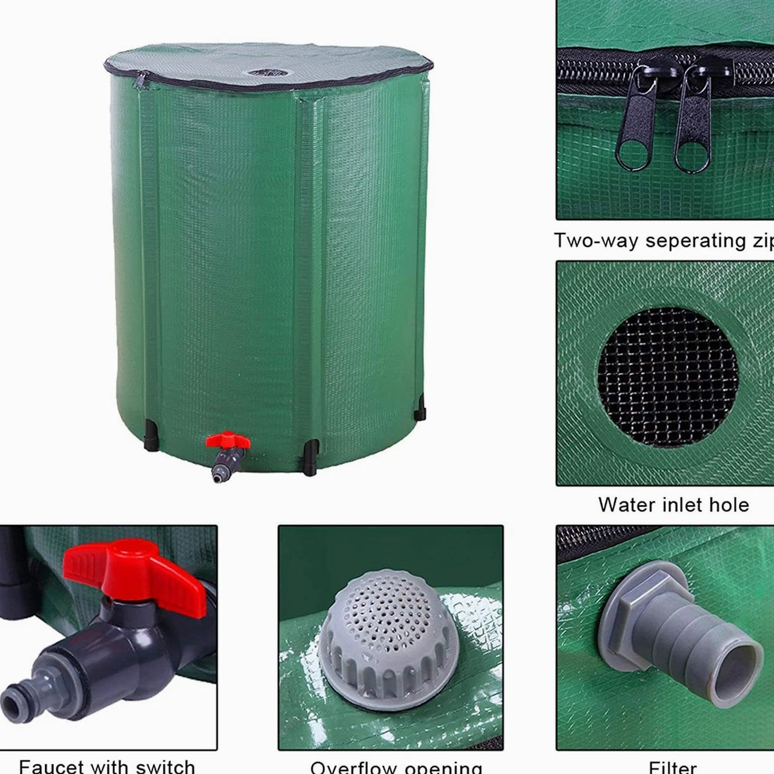 Colector de agua de lluvia | Barril de lluvia plegable con gran capacidad | Prevención de desbordamiento resistente a los rayos UV para parque | Casa cálida, granja y lavado de coches
