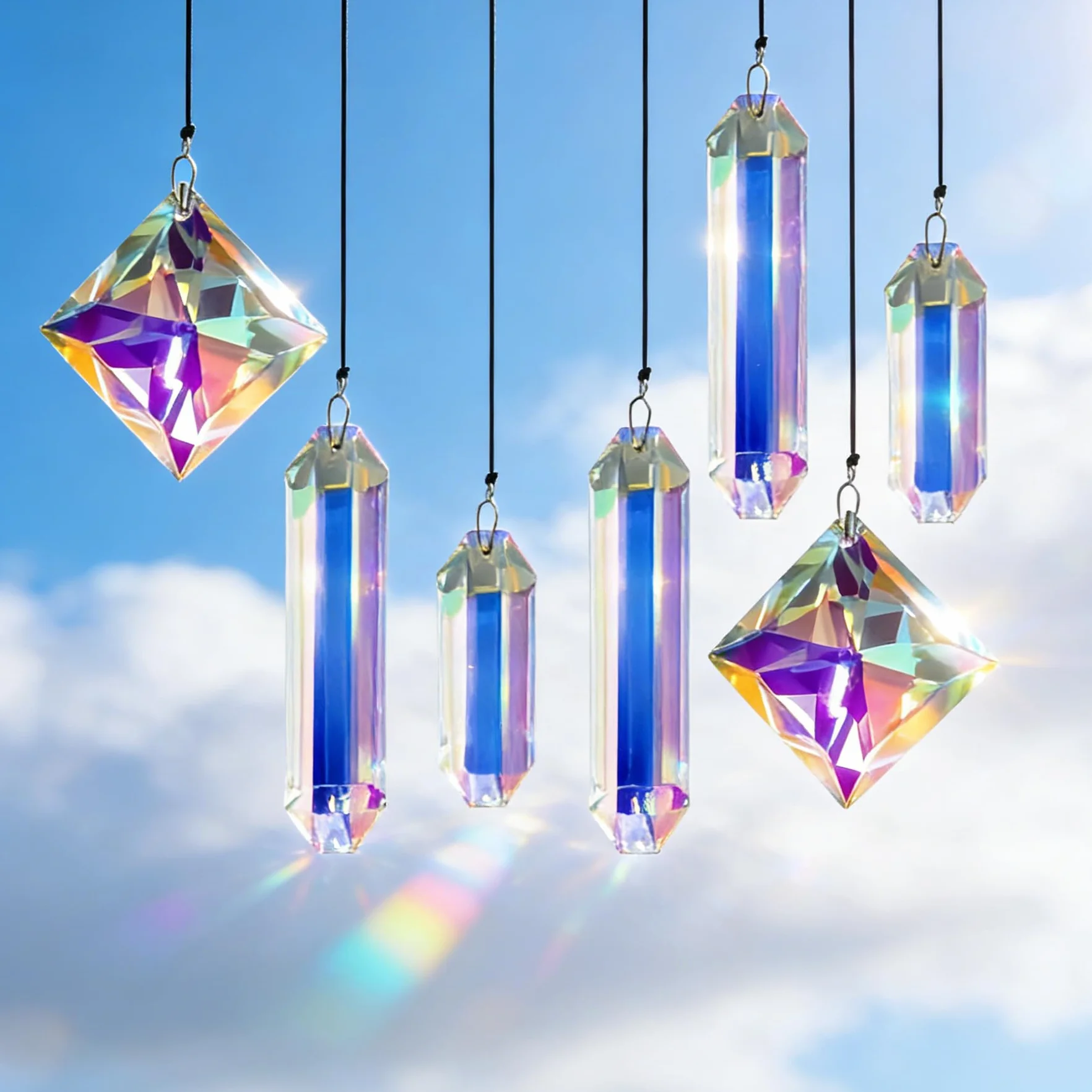 VEEKAY 7 Piezas Atrapasoles de Cristal,Colgante Suncatcher Ornamento, Sun Catcher para Ventanas y Jardines,para Casa, Jardín, Oficina