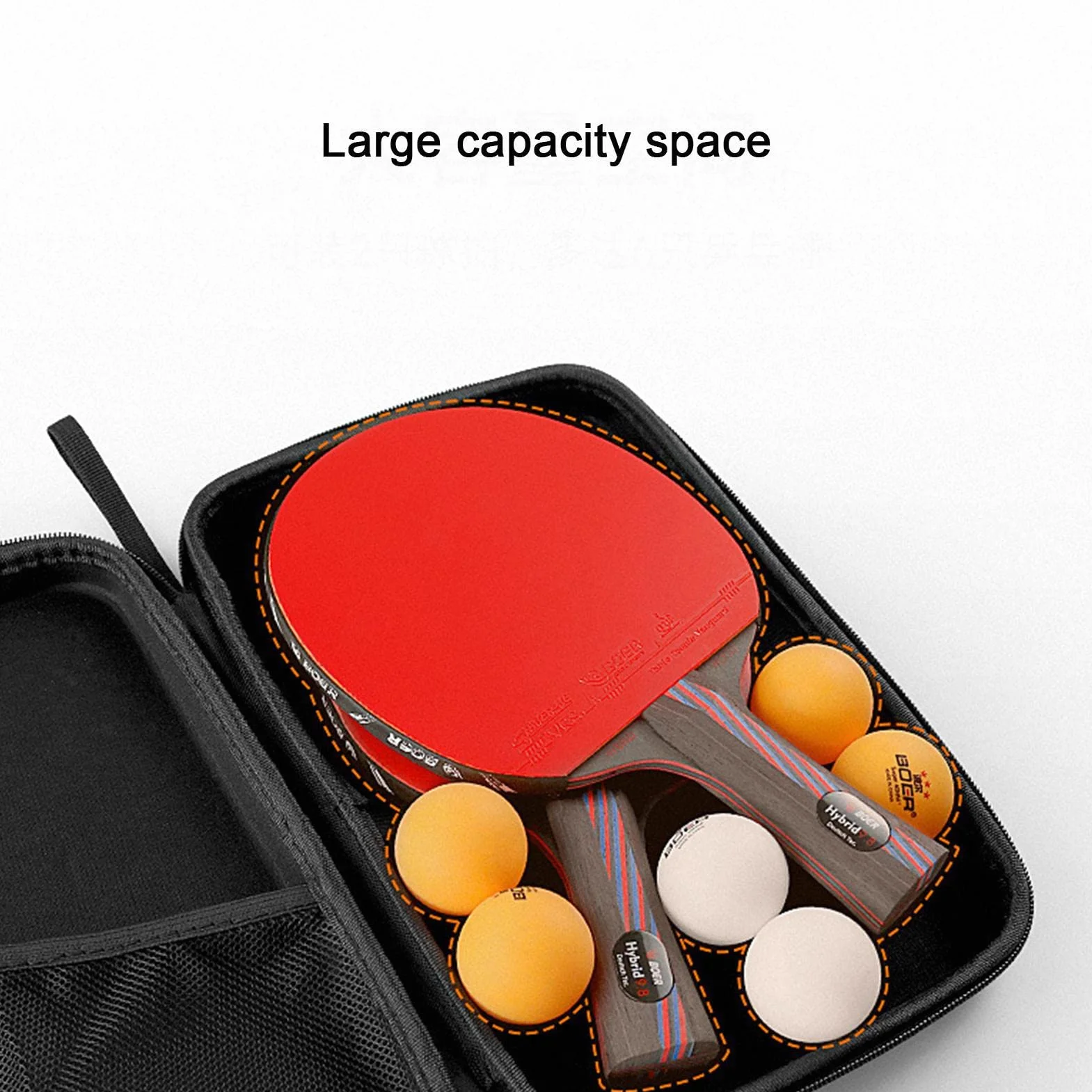 Funda de Tenis de Mesa Rígida Impermeable para 2 Raquetas y Bolas
