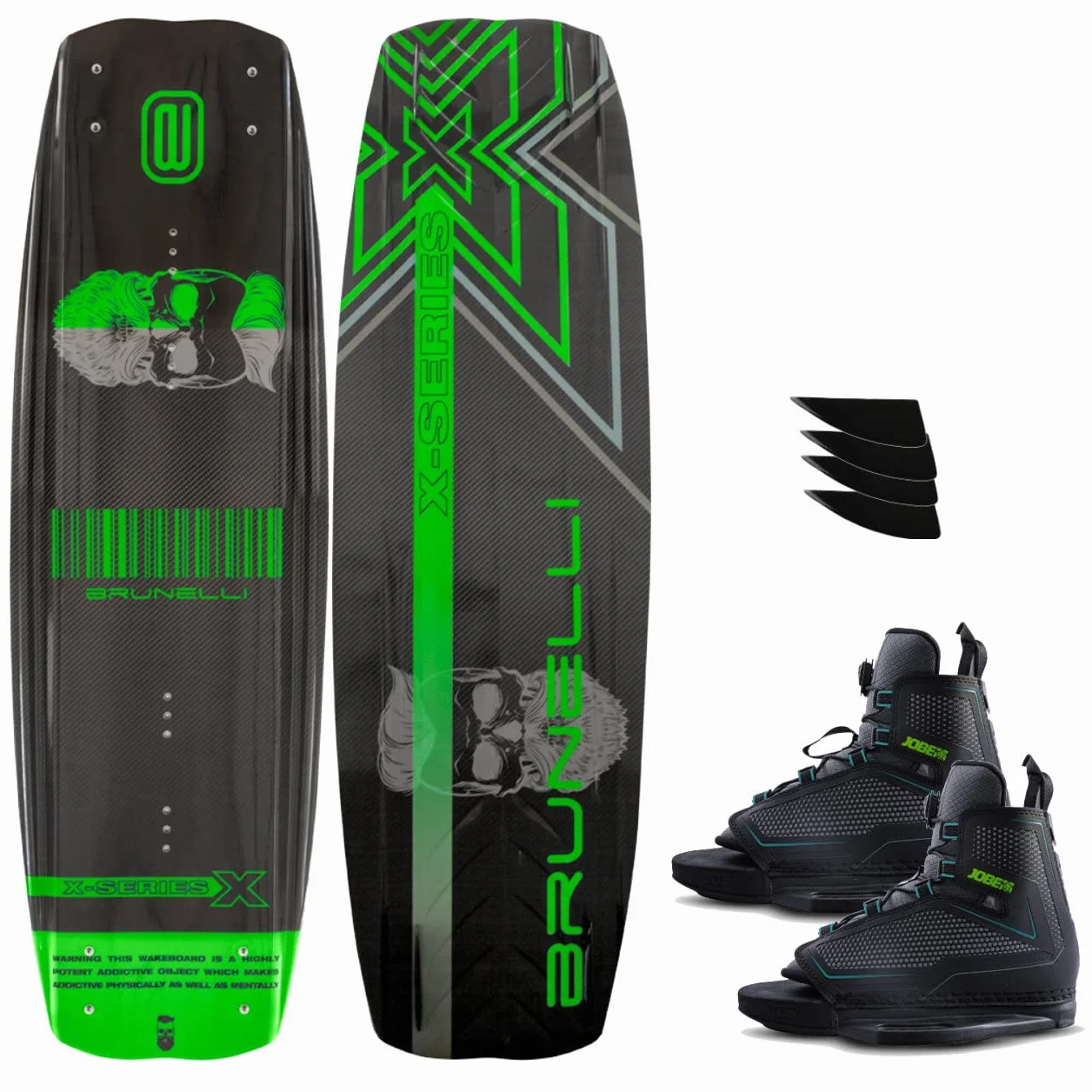 BRUNELLI Juego de wakeboard carbono 138 cm fijación Jobe Maze