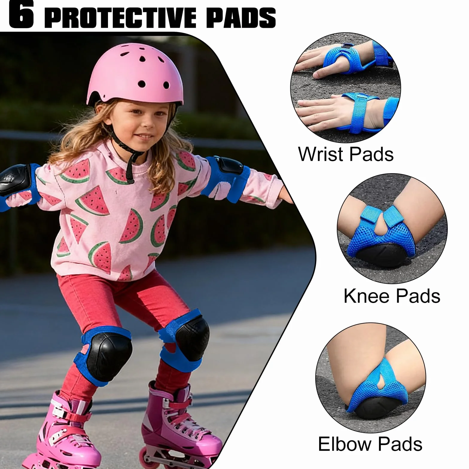 Zorplex Juego de 6 Protecciones Infantiles, Rodilleras Coderas Muñequeras para Patines Ciclismo Monopatín