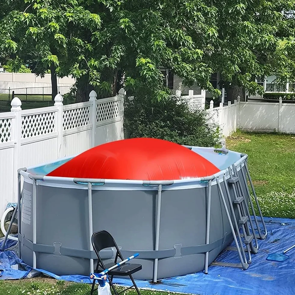 Cojín inflable para piscina de invierno, cojín inflable para cerrar la piscina, resistente al frío, cojines de aire grandes con ojales (200 x 250 x 90 cm)