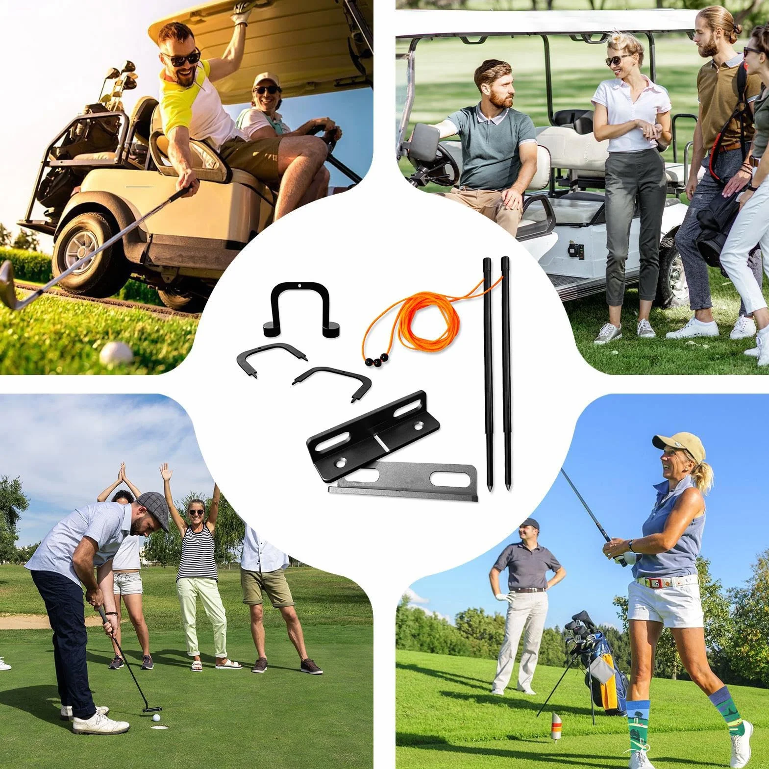 Golf Training Aid Portable Practice Putting Gates Compact Kit 12x10x4cm Black