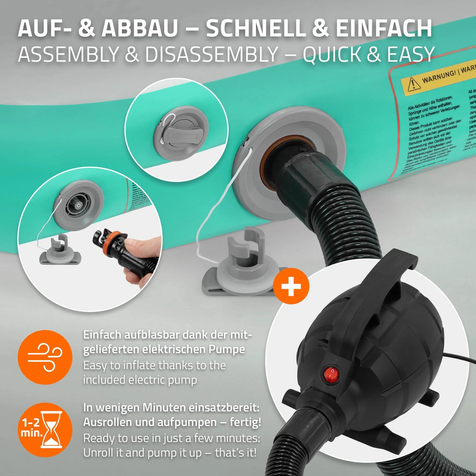 ECD Germany Colchoneta de Gimnasia Artística Airtrack 3m 4m 5m Esterilla Hinchable Tumbling 10cm Grosor con Bomba Eléctrica