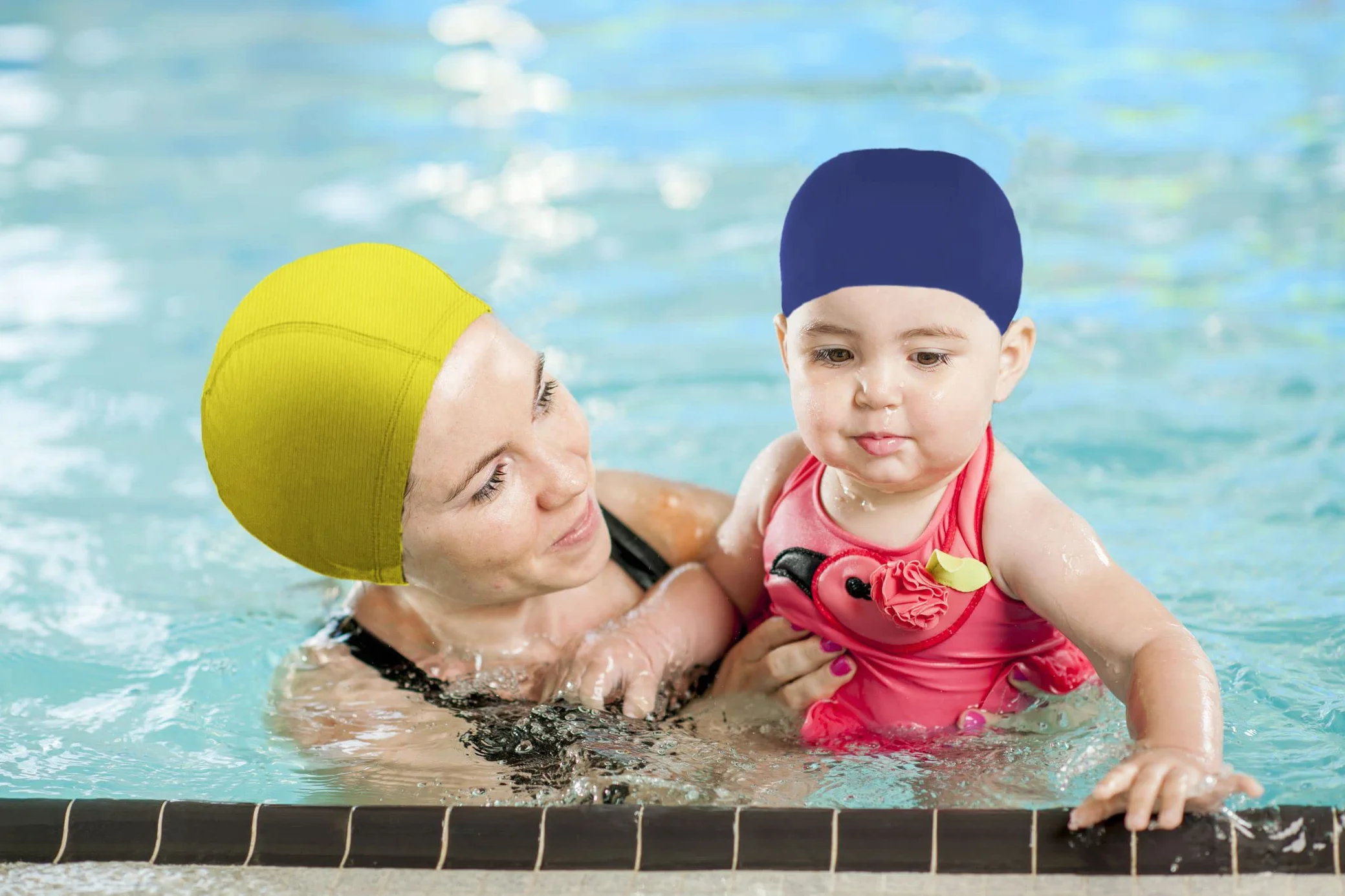 Gorros de natación Unisex elásticos Gorra de Piscina para niños, niñas, Hombres, Mujeres