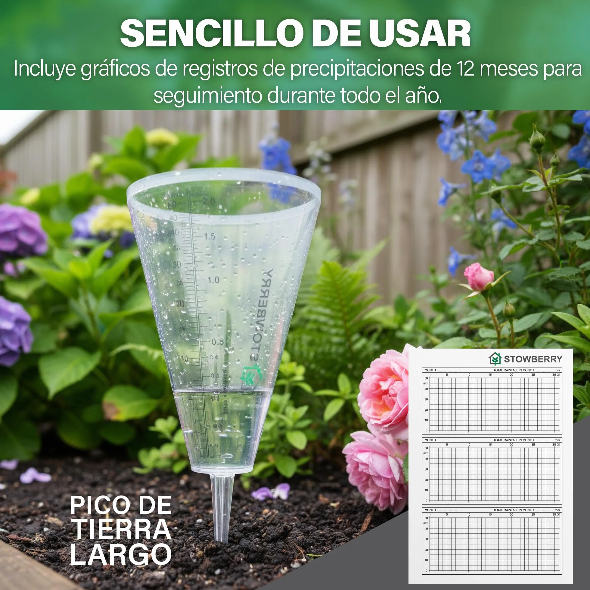 Pluviómetro de Exterior para jardín: pluviómetro de fácil Lectura con Escala Clara para una medición precisa de la Lluvia