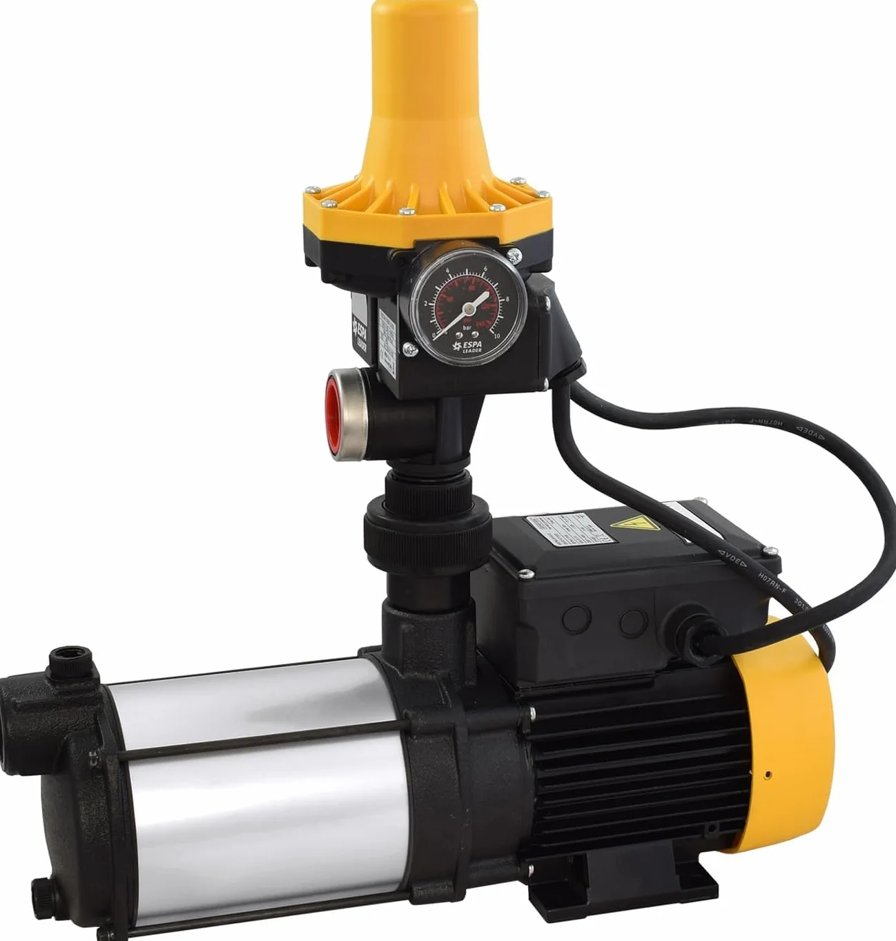 ESPA LEADER Grupo de Presión MISTRAL 90 4M 02, Bomba Aguas Limpias con Kit de Presión, 750 W, Caudal Máx 6.000 l/h, Altura 32 m, Uso Doméstico, Riego y Conjuntos Hidroneumáticos, Acero de Fundición