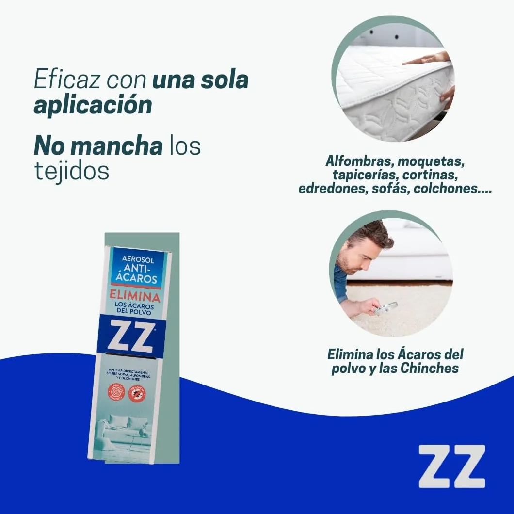 Zelnova Zeltia Aerosol Antiácaros | Spray con Eficacia Inmediata para Colchones y Tejidos | Protección Completa Contra Ácaros y Chinches | 200 ml