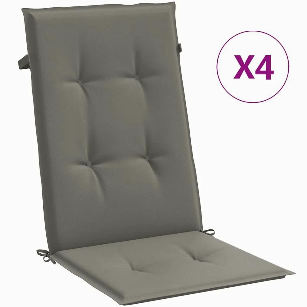 ShGaxin Cojines para Silla Respaldo Alto 4 uds Tela Gris Oscuro Melange, Cojines para Butacas De Jardin, Cojines Sillas Cocina, Cojines para Sillas De Terraza, Cojin Silla Exterior - 4002416