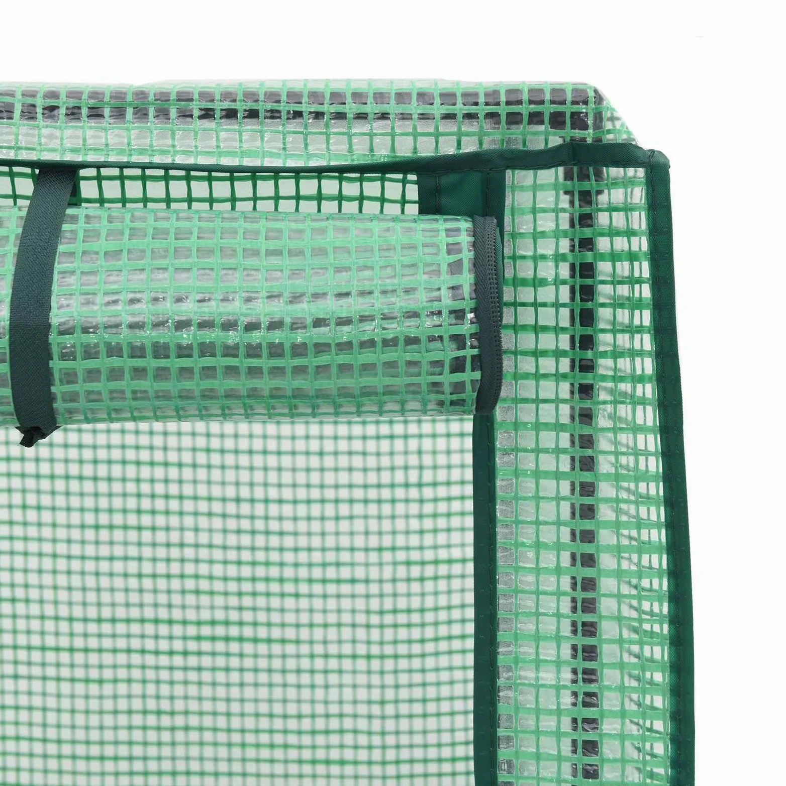 Macetero móvil con cubierta de invernadero, color blanco, PP, 40 x 40 x 145 cm | Cama elevada con aspecto de ratán para patio y jardín, incluye cubierta y prácticas para el suelo.