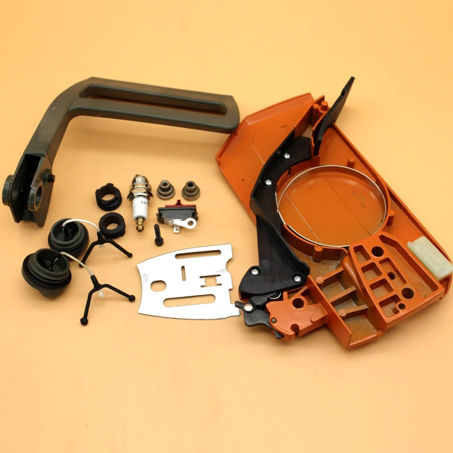 Cubierta de Embrague, Placa de manija de Freno, Engranaje helicoidal, Conjunto de Tapa de Aceite de Combustible Apto for Husqvarna 268 272 XP 266 66 61, Piezas de Repuesto de Motosierra