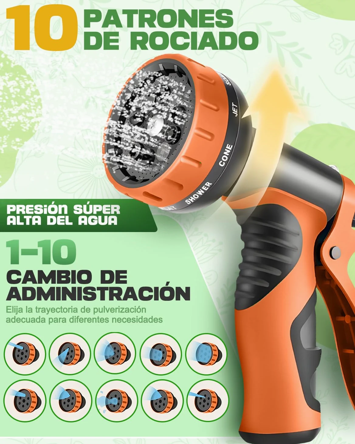 Manguera Extensible Jardín 30m Profesional, Manguera Agua Flexible 30 Metros con Núcleo de Látex Reforzado, Antitorsión y Resistente, Pistola de 10 Gatos y Conectores de Latón