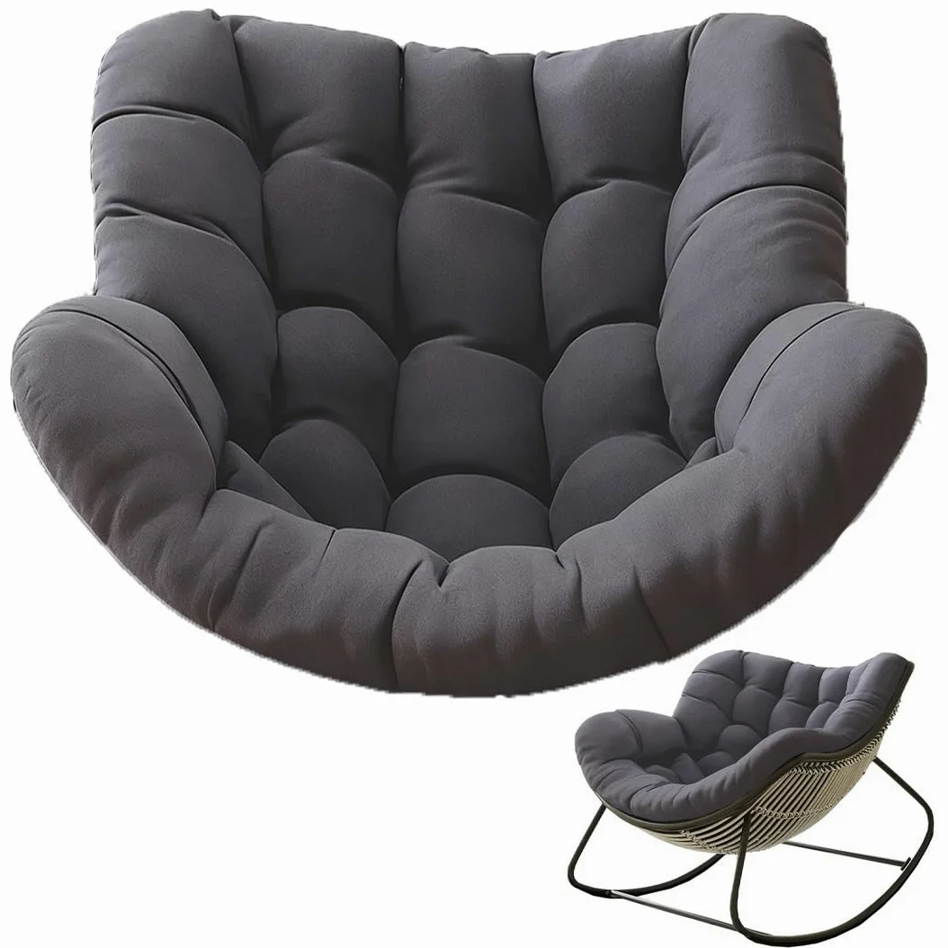 Espesar cojín de Mecedora de Gran tamaño para Adultos Interior/Exterior, Funda reclinable de ratán de algodón Suave, Silla no incluida (Gris Oscuro)