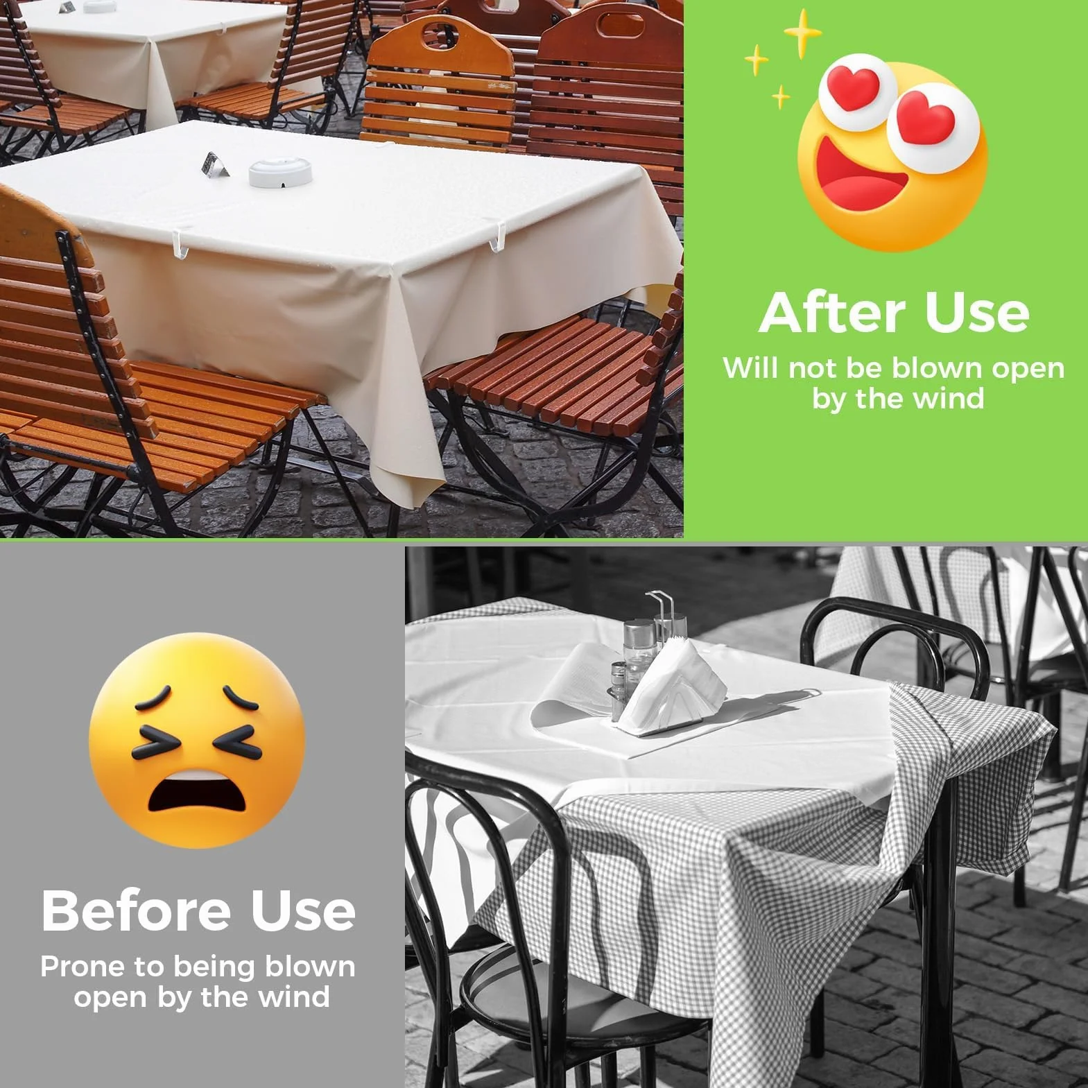 12 Piezas Pinzas para Mantel de Plástico Transparente, Sujetadores para Mesas de Comedor de 3,5-5,5 cm de Grosor para Restaurantes, Sujetamanteles Multifuncional para Mesa Exterior