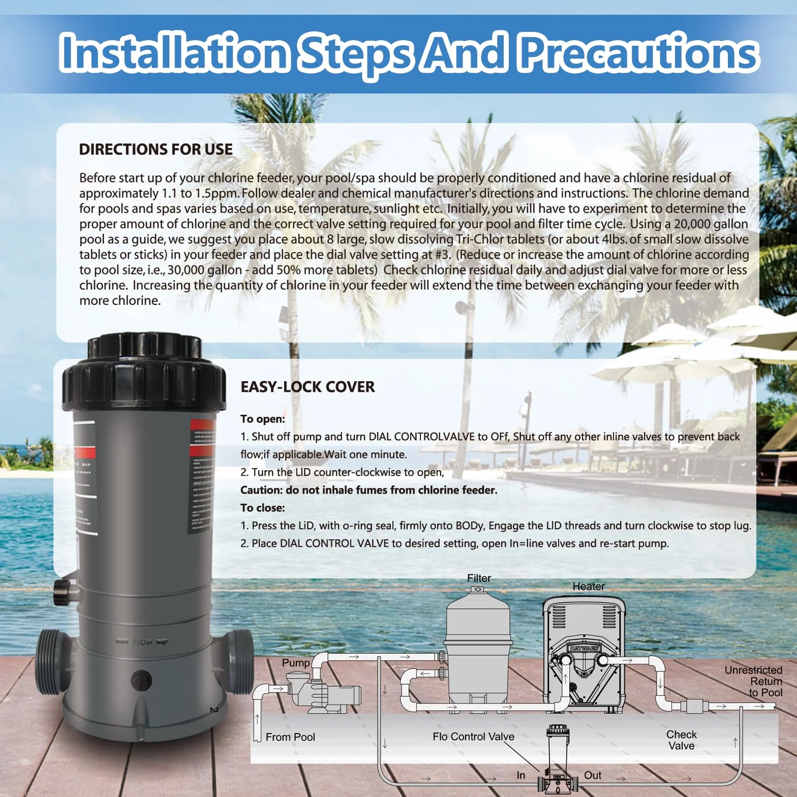 MAYGO CL220 - Clorador automático de piscina fuera de línea de repuesto Hayward CL220, clorador automático para piscina fuera de línea tanto para piscina cubierta como sobre el suelo (9 libras)