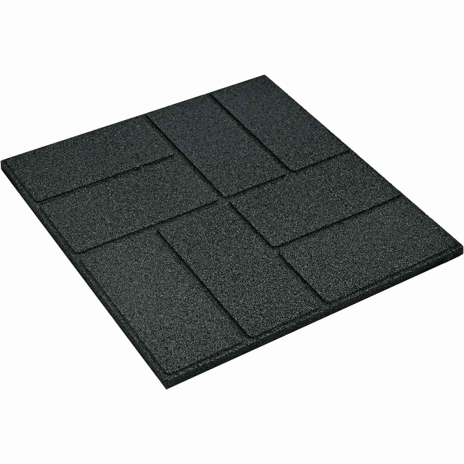 6 piedras de goma negra de 40,5 x 40,5 x 2 cm cuadradas con superficie antideslizante para senderos de jardín, borde de arriates, terrazas y exteriores