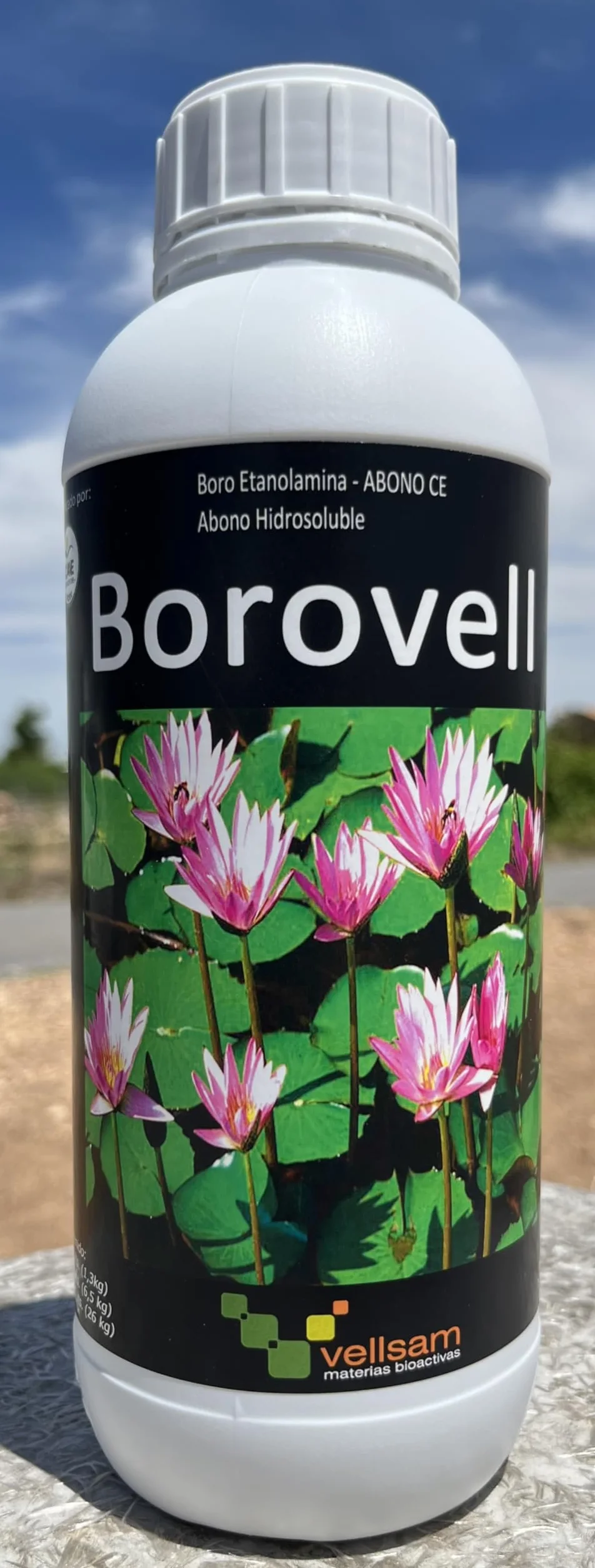 Abono de boro 10% quelatado en etanolamina 1 litro, para fertilización foliar y radicular. Borovell