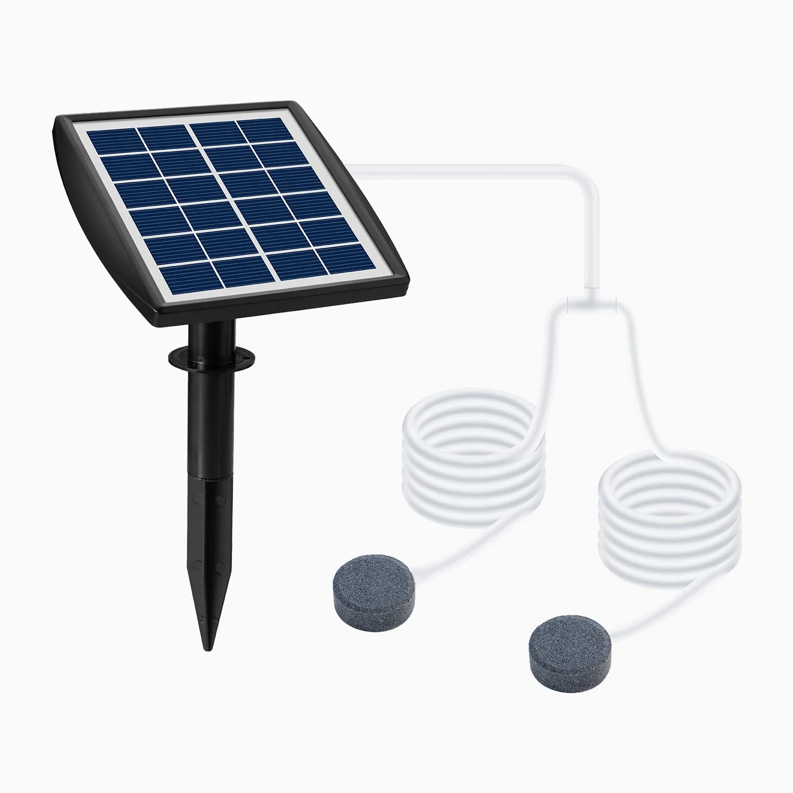 Andoer,Aireador solar de estanque, bomba de oxígeno de 6 V, 2 W, con tubo de 8.2 pies, 2 piedras de burbujas de aire, para acuario, oxigenador, acuario, piscina al aire libre, estanque