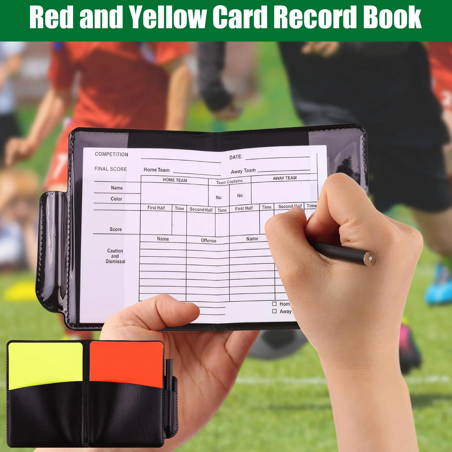 Juego de Árbitro Profesional con Silbato, Tarjetas Roja y Amarilla, Tarjetero y Funda Protectora para Fútbol