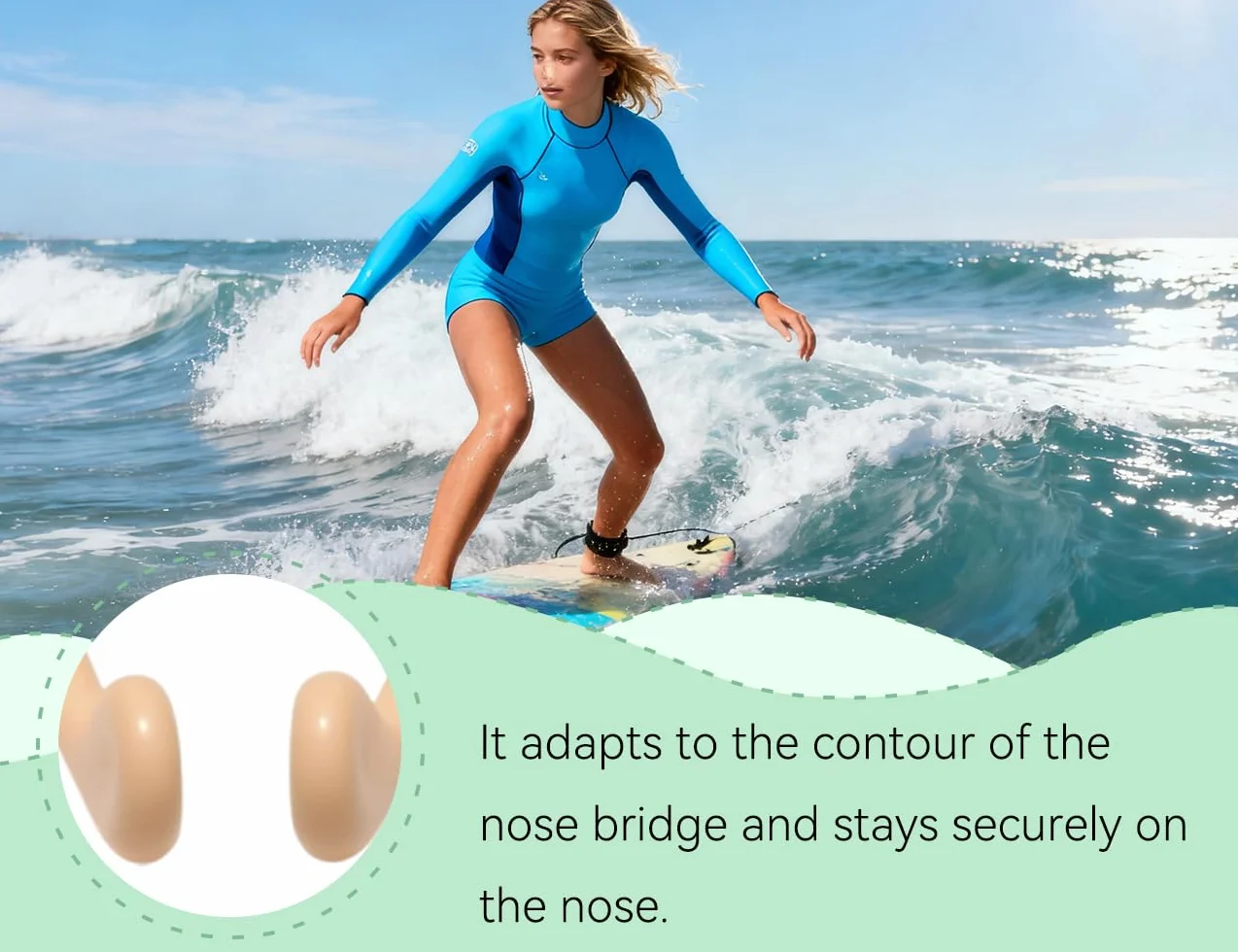 Pinza Nasal de Silicona para Natación, Ajustable para Niños y Adultos