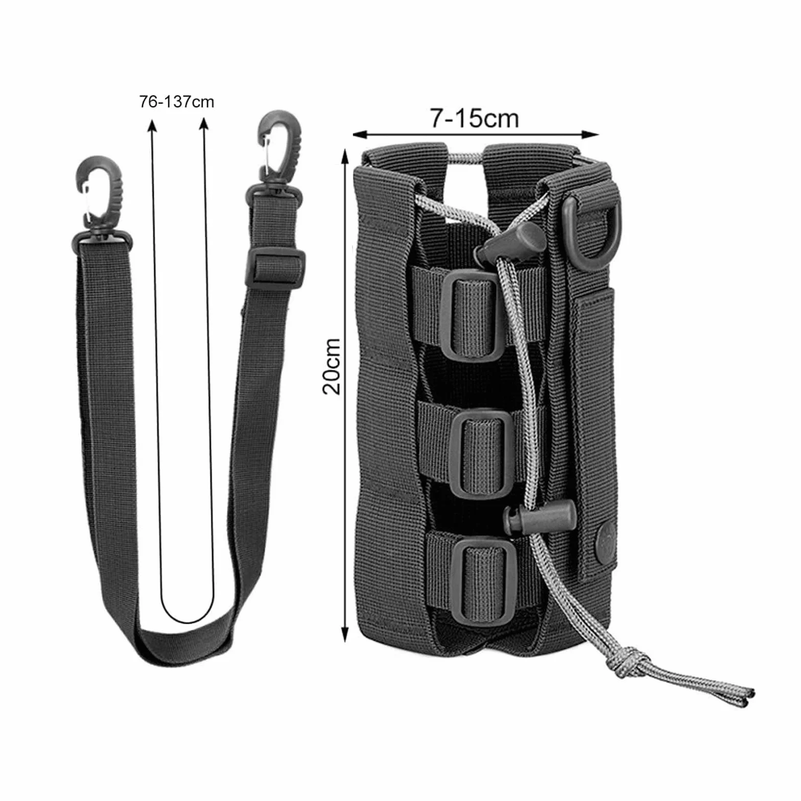 Soporte para botellas de agua ajustable de nailon para mochila, resistente al agua para camping