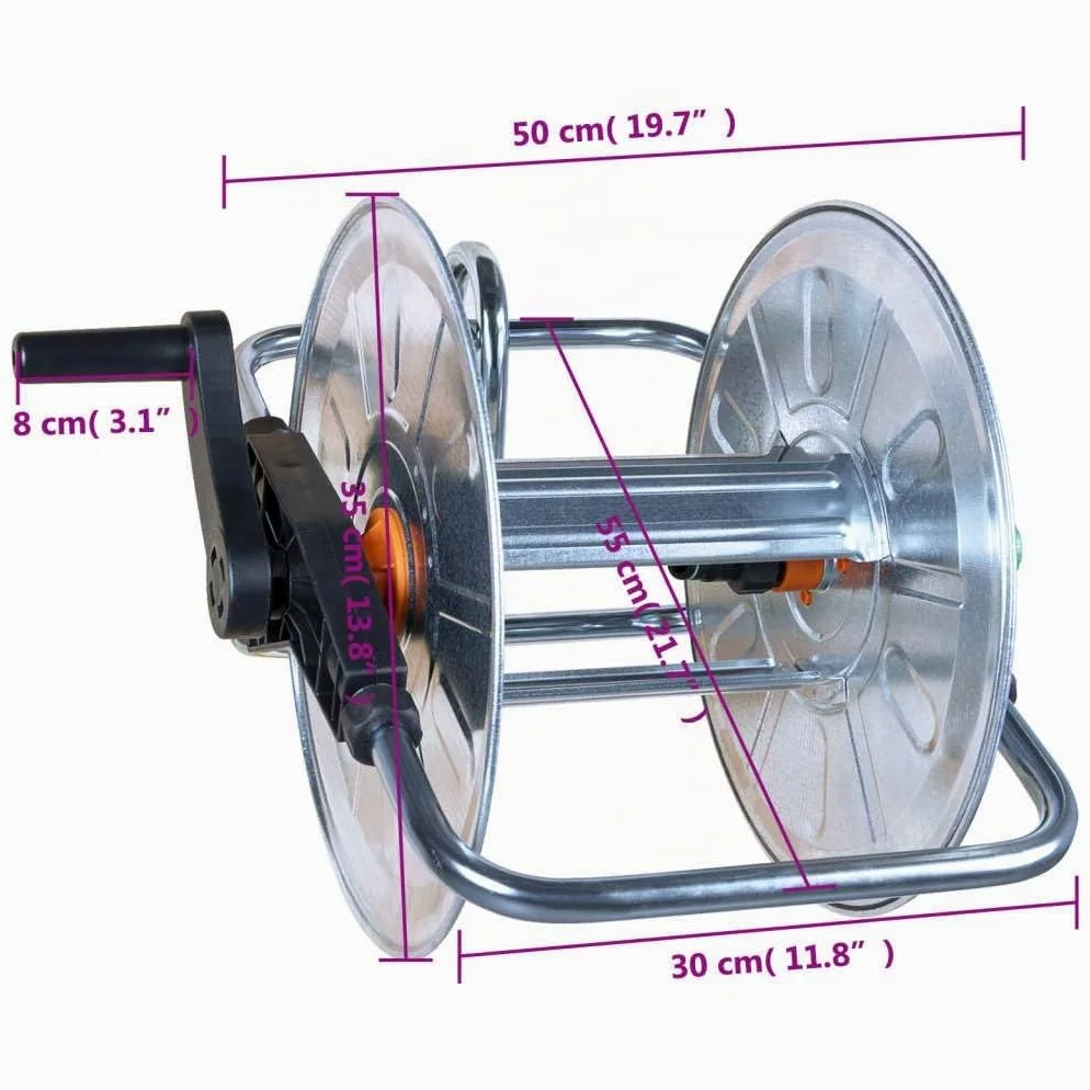 vidaXL Carrete de pared para manguera de 50 m 1/2" o 35 m 3/4" acero