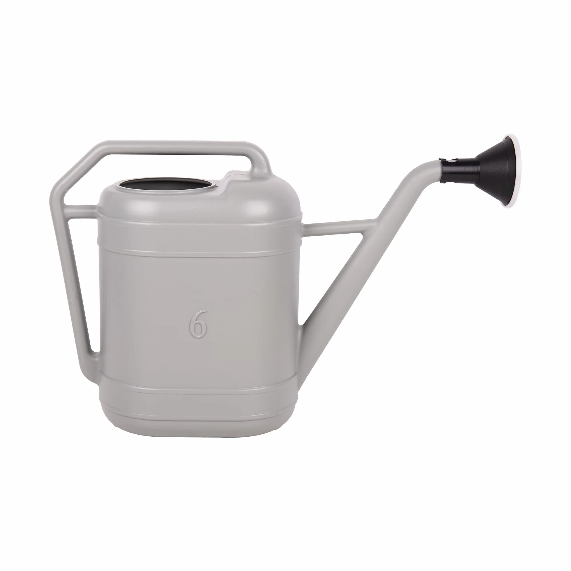 Cofan Regadera Gris de 6 litros con Cabezal Desmontable, HDPE Resistente, Asa de Transporte, Regadera para Interior y Exterior