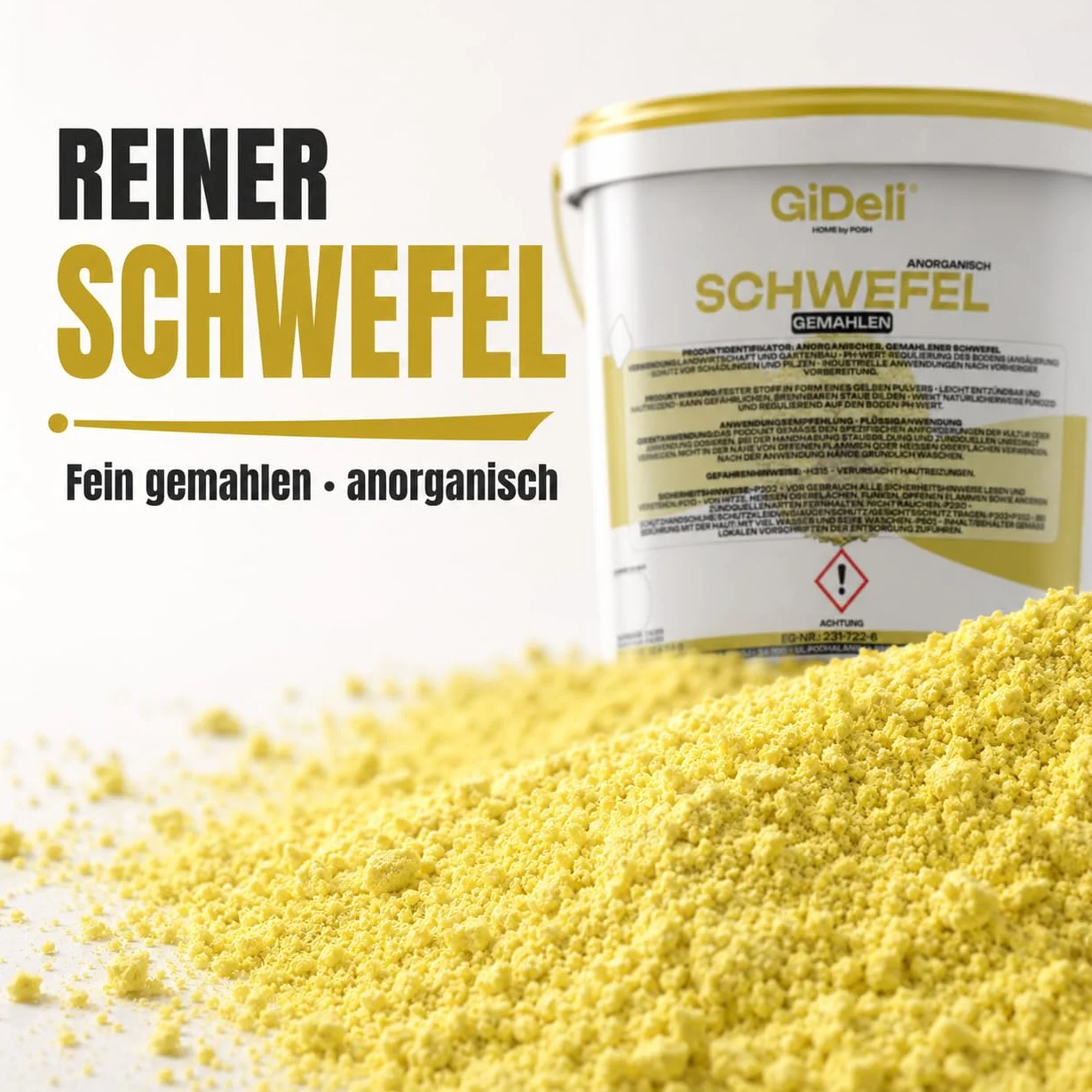 GiDeli Azufre en polvo 5 kg inorgánico 99,9% fino para la industria cosmética cuidado del suelo plantas azufre en cubo
