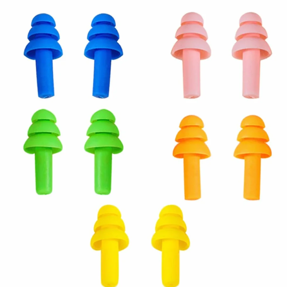 Tapones para Oídos de Silicona para Natación Dormir Buceo - 5 Pares Multicolor Niños Adultos