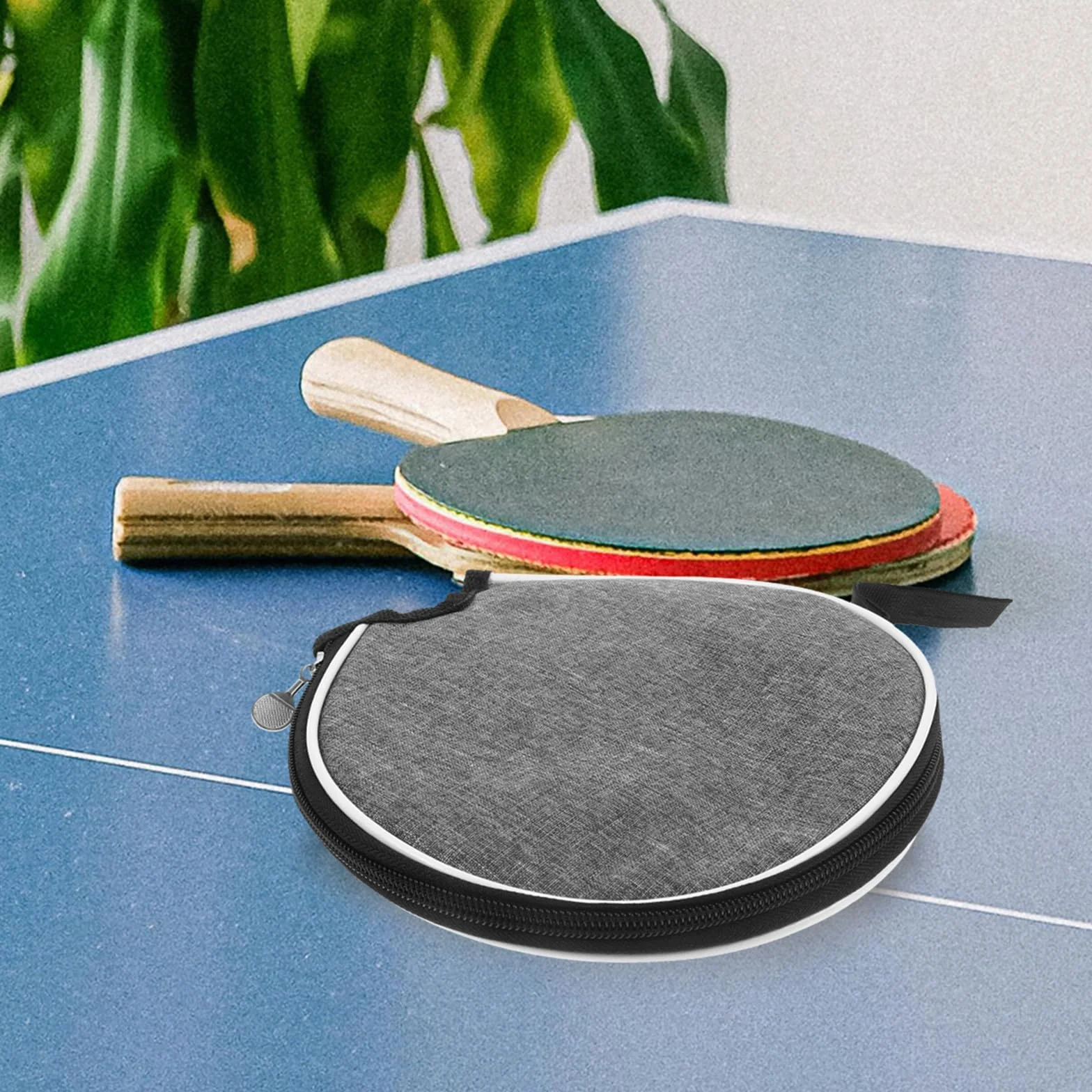 Toyvian Funda para Pala de Tenis de Mesa Semicírculo Gris Bolsa Almacenamiento Raqueta y Balones