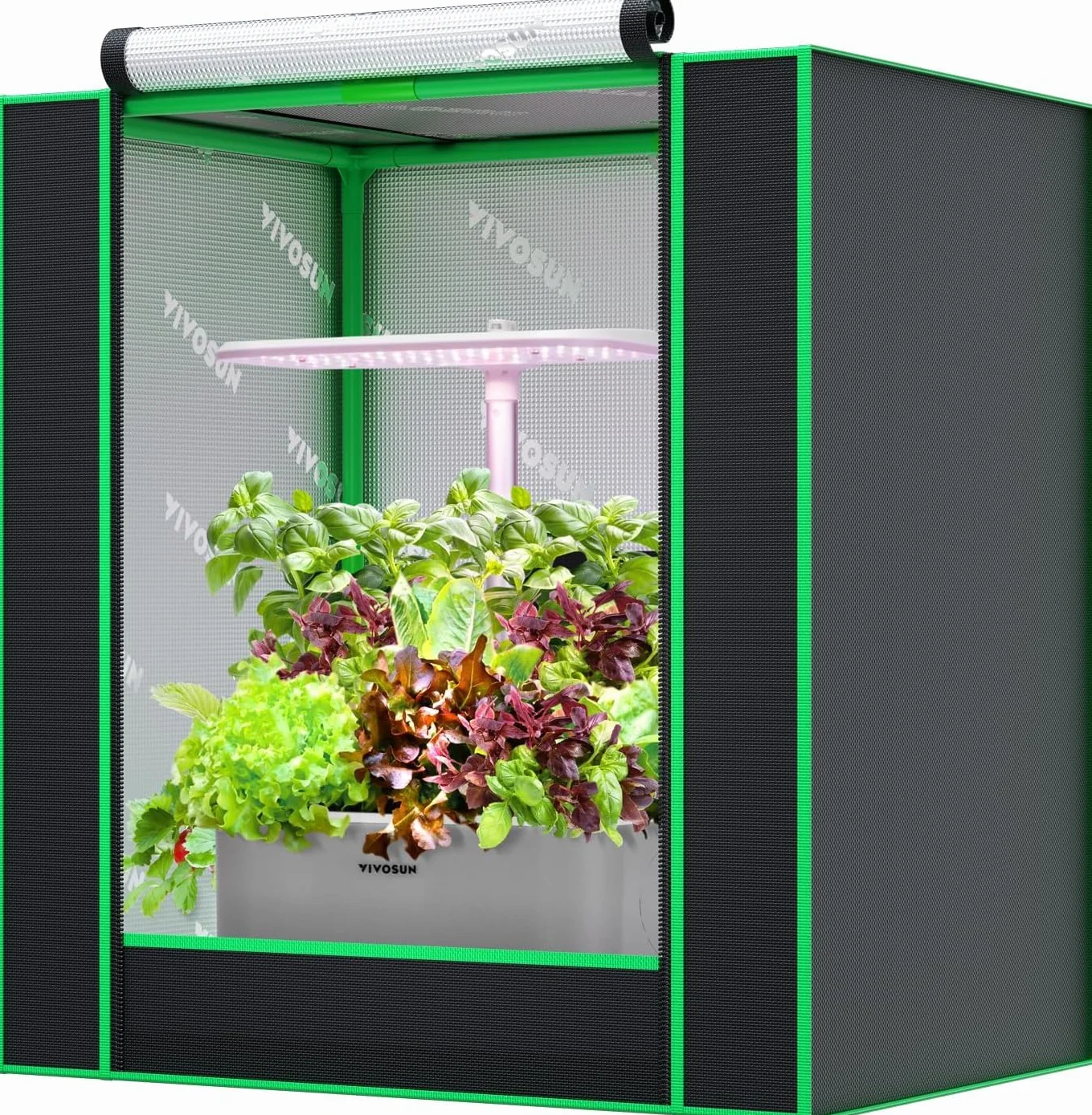 VIVOSUN Tienda de Cultivo Pequeña 50x36x54cm, Cultivo Hidropónico, Tienda de Cultivo Interior de Mylar Altamente Reflectante, Fondo Sellado, Ventana de Ventilación, Puerto de Orificio para Cables