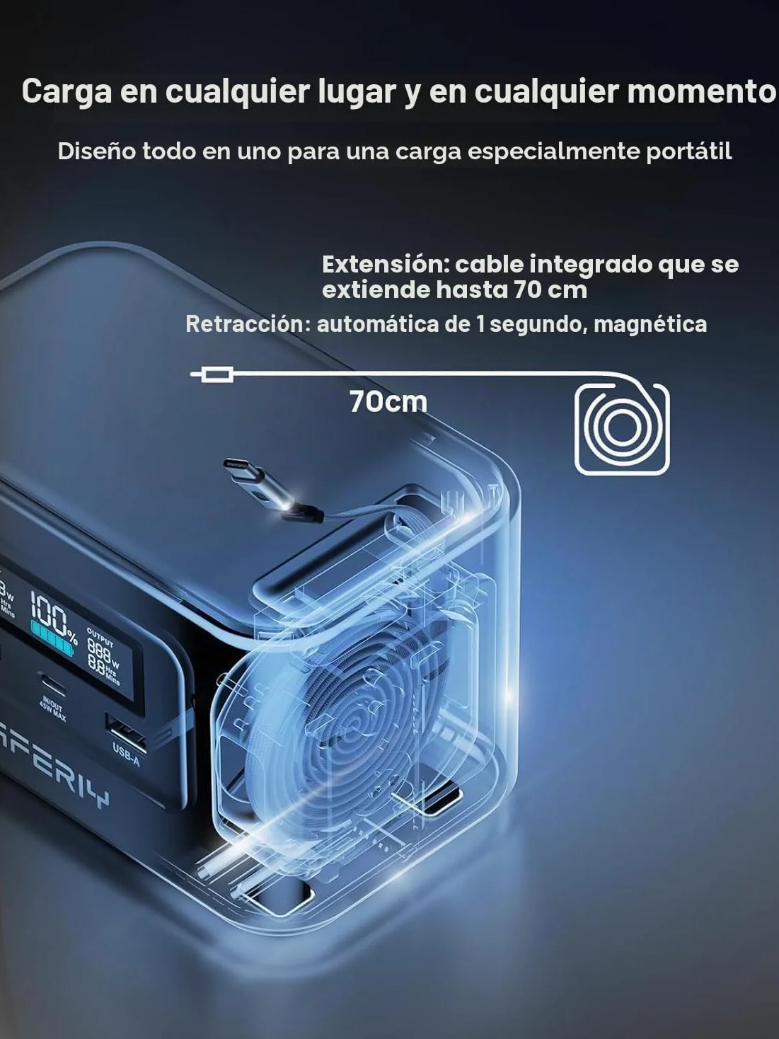 AFERIY 145W Estación De EnergíA PortáTil, BateríA Lifepo4 De 99,2 Wh/31000 mAh, 3 Puertos, ProteccióN De Seguridad 6 En 1, Generador Solar De 100 W para Viajes, Acampadas Y Emergencias | Compacto, sostener en una mano, carga rápida Dual USB-C PD3.0, prote