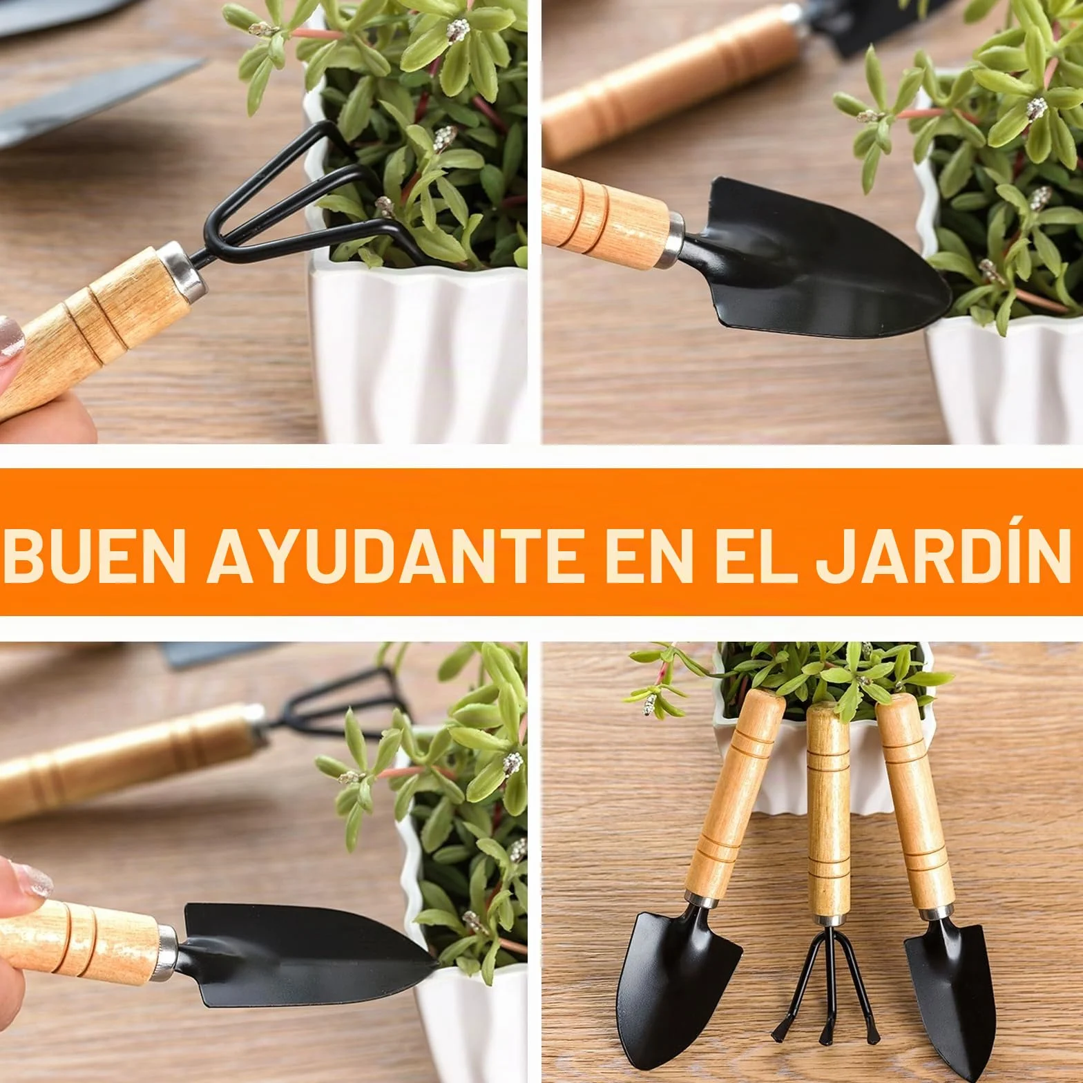 Juego de herramientas de jardín, 6 piezas de pala de jardín, pequeño juego de herramientas de jardín, mini pala para utensilios de jardín como flores, plantas, trasplantar y aflojar la tierra