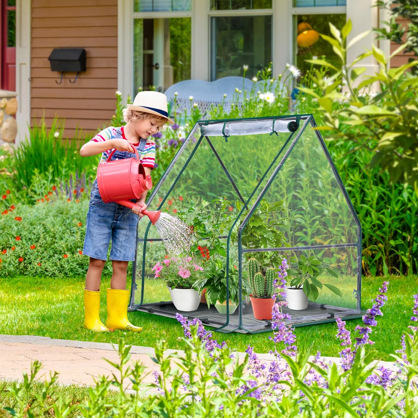 Ohuhu - Mini invernadero para interiores y exteriores: invernadero portátil con almohadilla impermeable para plantas pequeñas, germinación de vivero, 36 x 36 x 42 pulgadas, cubierta ligera para tienda