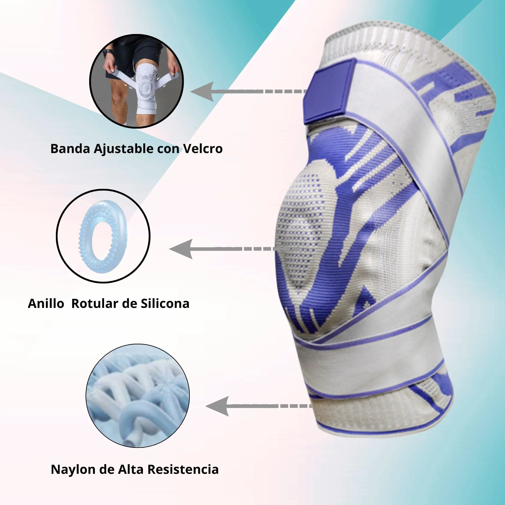 Drakon Rodillera de Compresión Menisco y Ligamento con Estabilizadores Laterales, Negro Large