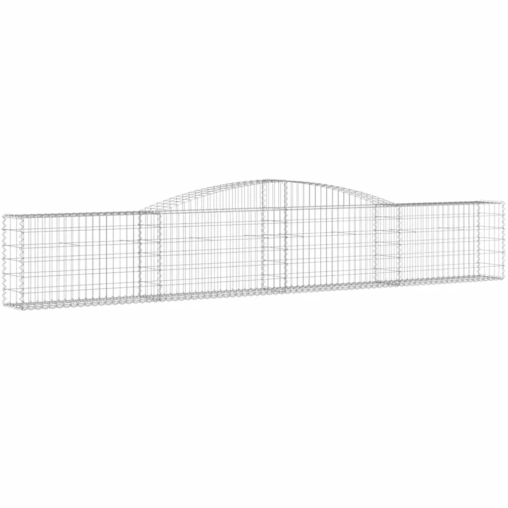 Gaviones con arco alto, 4 unidades, 400 x 30 x 60/80 cm de hierro galvanizado para barreras de jardín y protección visual como pared decorativa insonorizante con construcción estable
