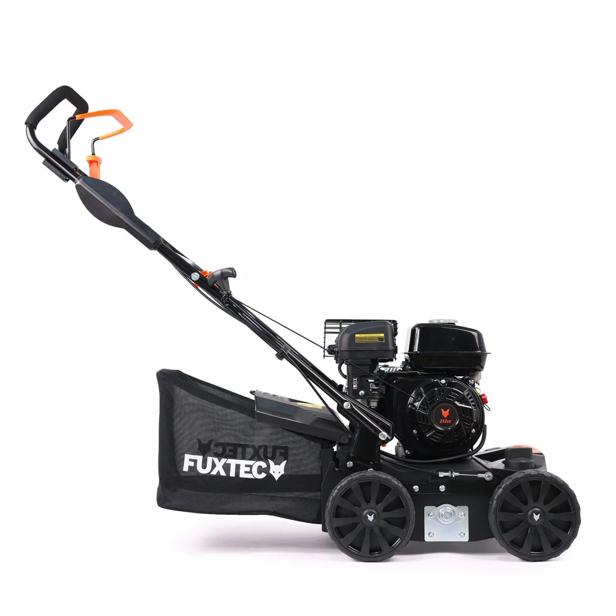 FUXTEC Escarificador Aireador de Gasolina 3 en 1 FX-BV240 Motor 4 tiempos 4,1 kW, rodillo con 18 cuchillas y 24 púas de resorte, asa de transporte y recolector de 45 L