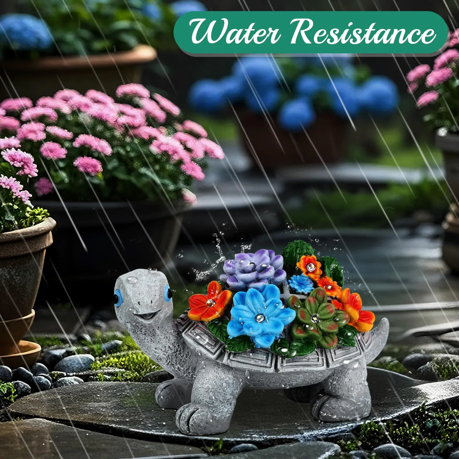 Decoracion Jardin Exterior de Tortuga, Linkax Regalo Dia de la Madre Originales, Adornos Jardin Exterior con suculentas y Luces solares LED, Regalo Original Navidad para Mujeres Hombre Madre