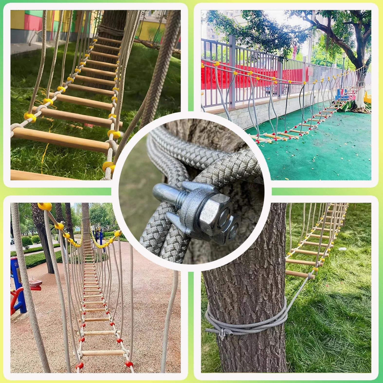 HAZEK Entrenamiento físico al Aire Libre en el jardín de Infantes pasamanos Puente Colgante Puente Colgante Puente de Equilibrio Puente de Madera única Escalada(Size:4m)