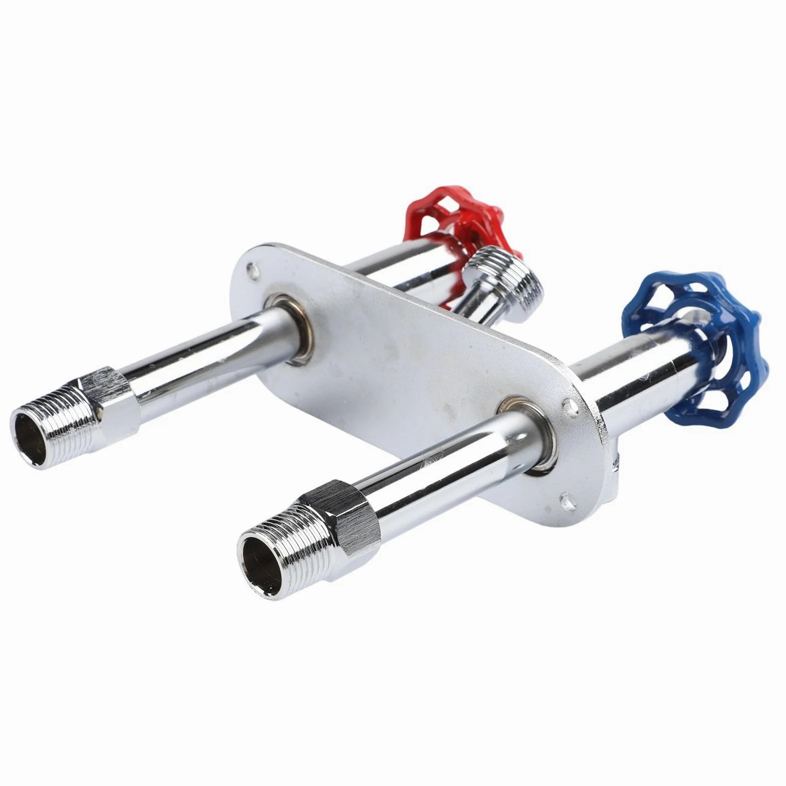 EasyByMall Grifo de agua para exteriores sin congelación, grifo caliente y frío con roscas MIP de 1/2 pulgada y GHT de 3/4 pulgadas, acabado cromado de latón macizo para manguera de jardín, montaje en