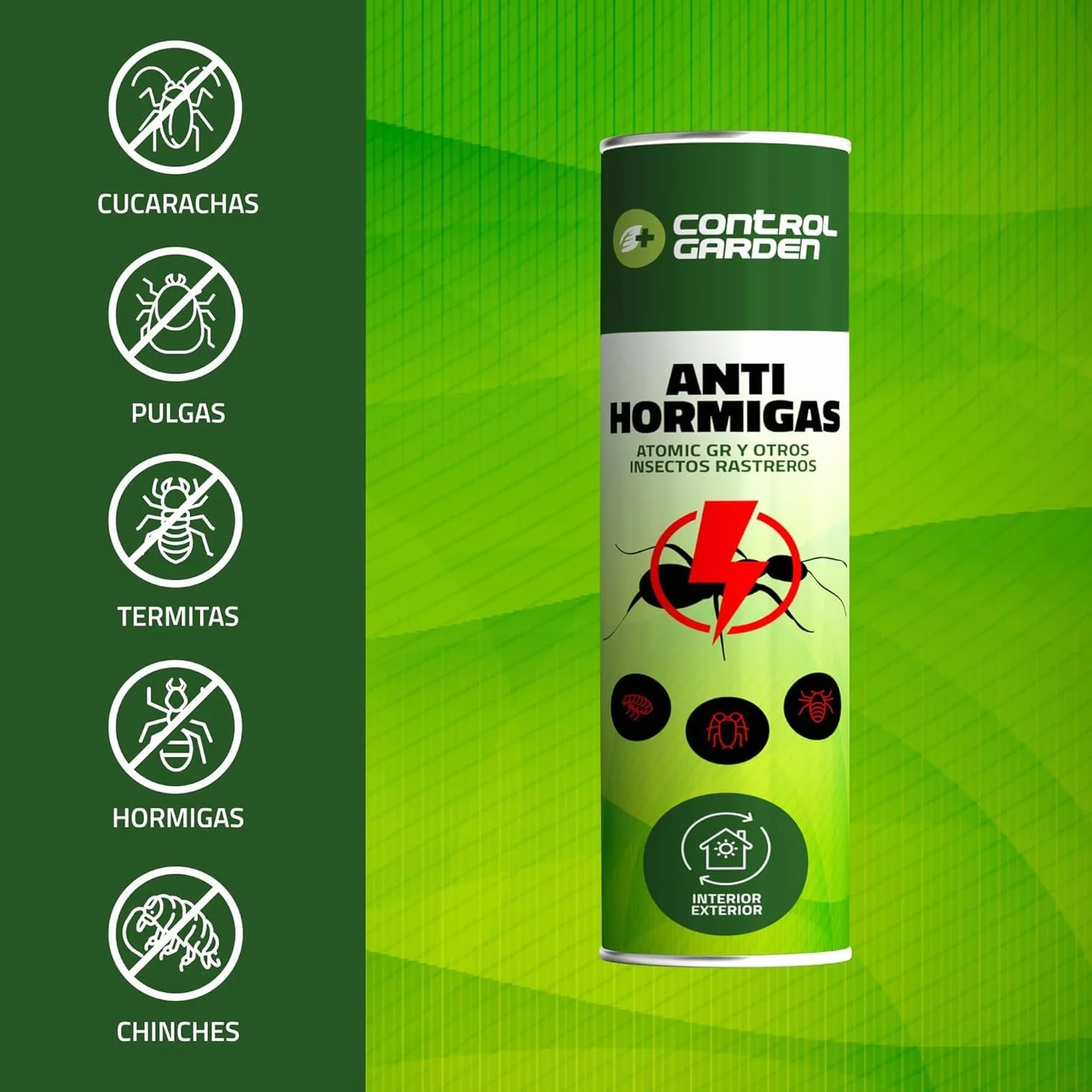 CONTROL GARDEN Pack AntiHormigas Talquera 600 GR + Spray 750 ML | Solución Definitiva Elimina Hormigas, Hormigueros y Colonias | Apto Interior y Exterior | Chinches, Cucarachas e Insectos Rastreros