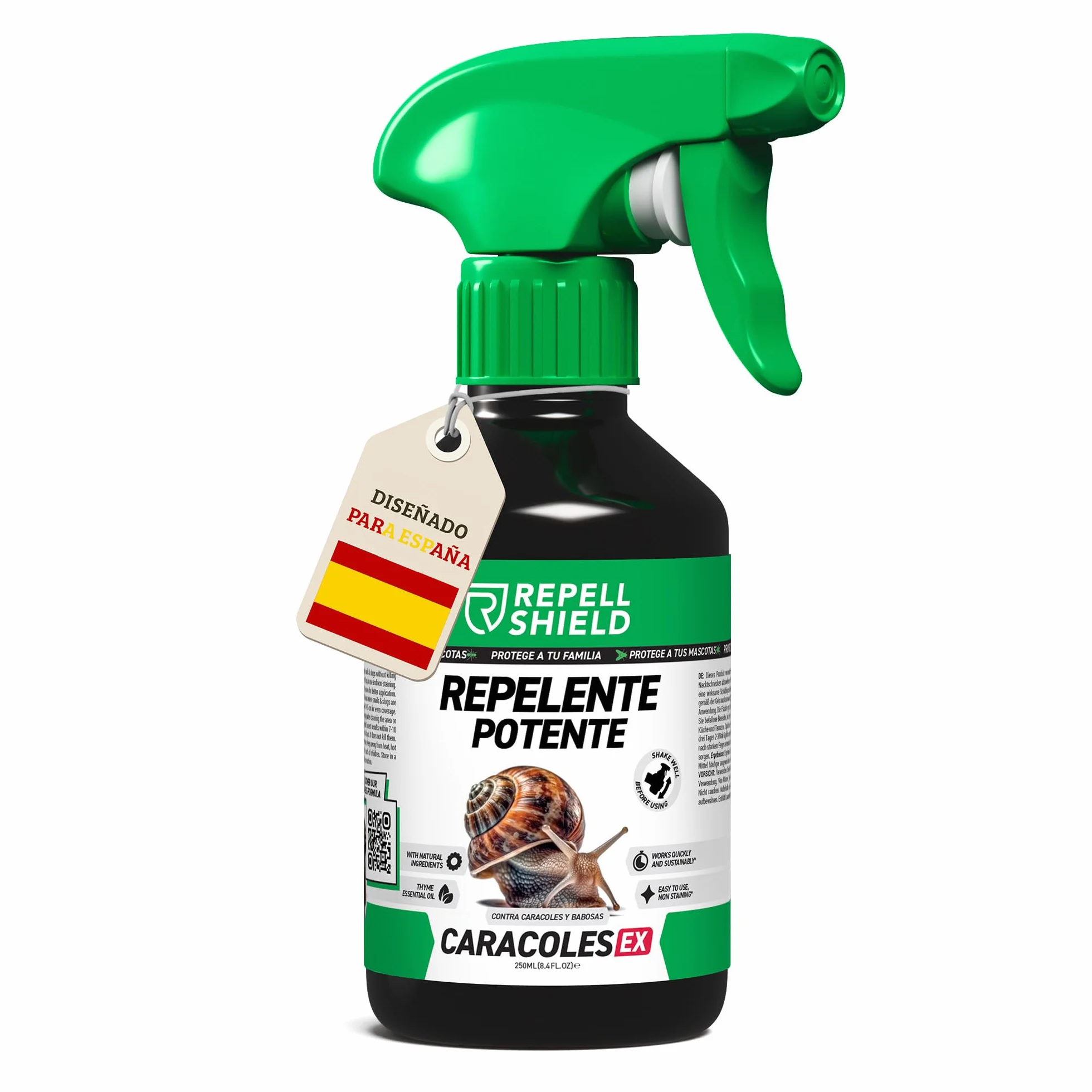 RepellShield® Spray Anti Caracoles y Babosas - Fácil Aplicación en Huertos, Plantas, Jardines - Uso Interior y Exterior - Protección Natural y Segura - Alternativa a Veneno Caracoles y Babosas - 250ml