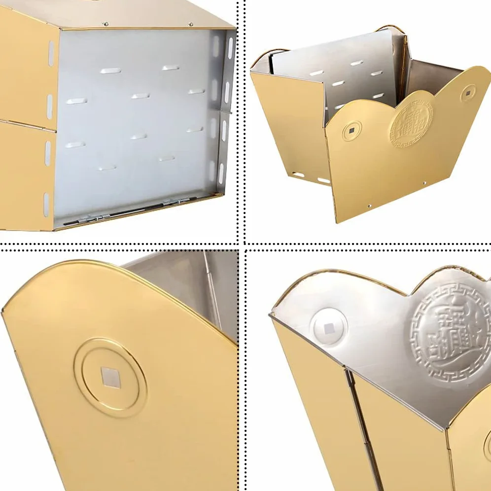 Incinerador de metal para reciclaje de jardín, incinerador plegable, portátil, de acero inoxidable, barril, quemar, hojas, papel, madera, basura, horno para patio, jardín (plateado)