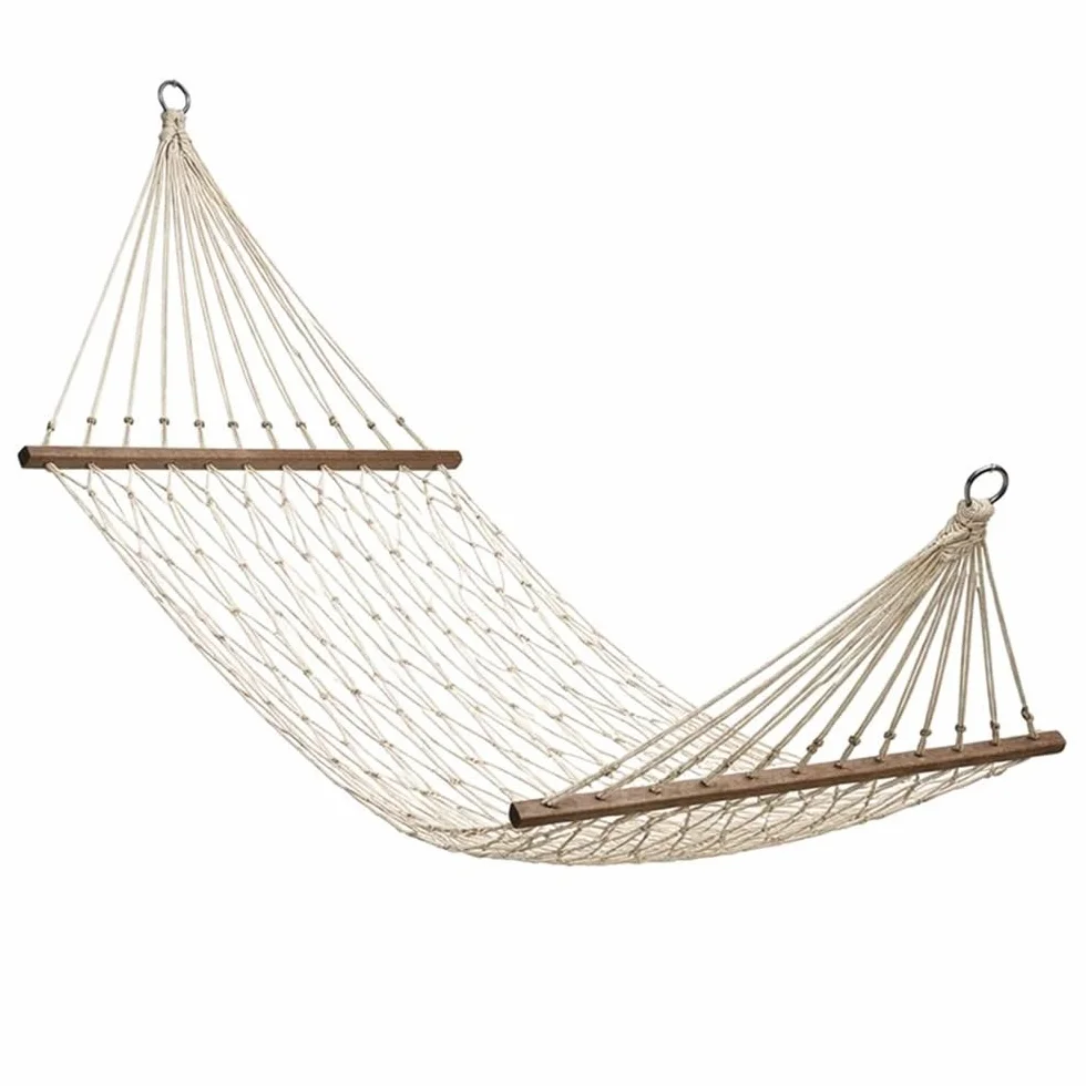 Hamaca Macramé de 270 x 80 cm (Zona Útil 190 x 80 cm) Hamaca de Red Estilo Boho para Jardín Terraza Interior Camping Campers o Caravanas Bolsa de Transporte incluida