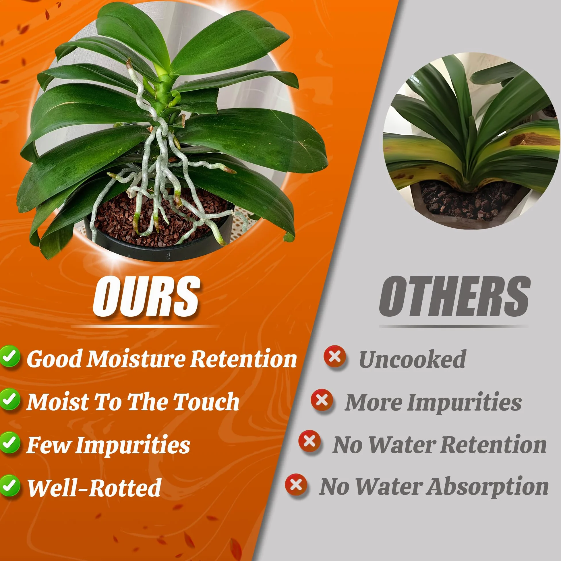 AVALUTION Corteza de orquídea para macetas, corteza de orquídea orgánica de 3 cuartos de galón para plantas, virutas de madera de pino natural, mezcla para macetas de corteza de orquídea para mantillo
