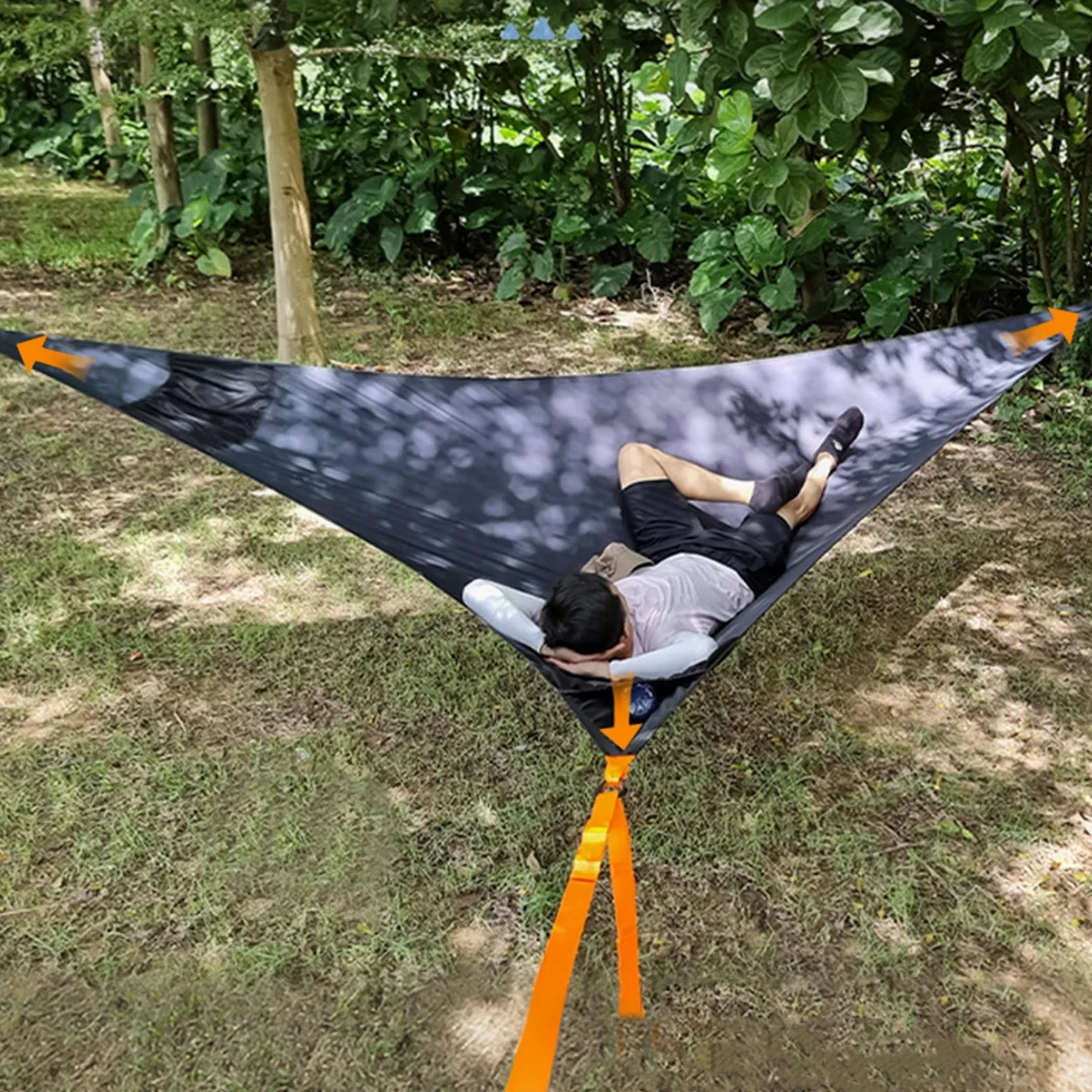 Hamaca Triangular de 13 pies, Tienda de árbol suspendida for Varias Personas de 500 Libras | Hamaca triangular grande de 13 pies, hamaca portátil for acampar al aire libre con correas colgantes y bolsa