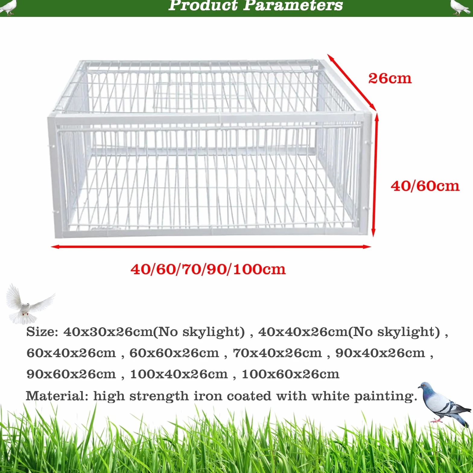 Trampa para pájaros, Jaula Trampa para pájaros, Colector de Trampa, Puerta de gallinero de 40/60/70/90/100 cm para Palomas de Carreras, Palomas, Loros, pájaros, Puerta de Ventana, Suministros d