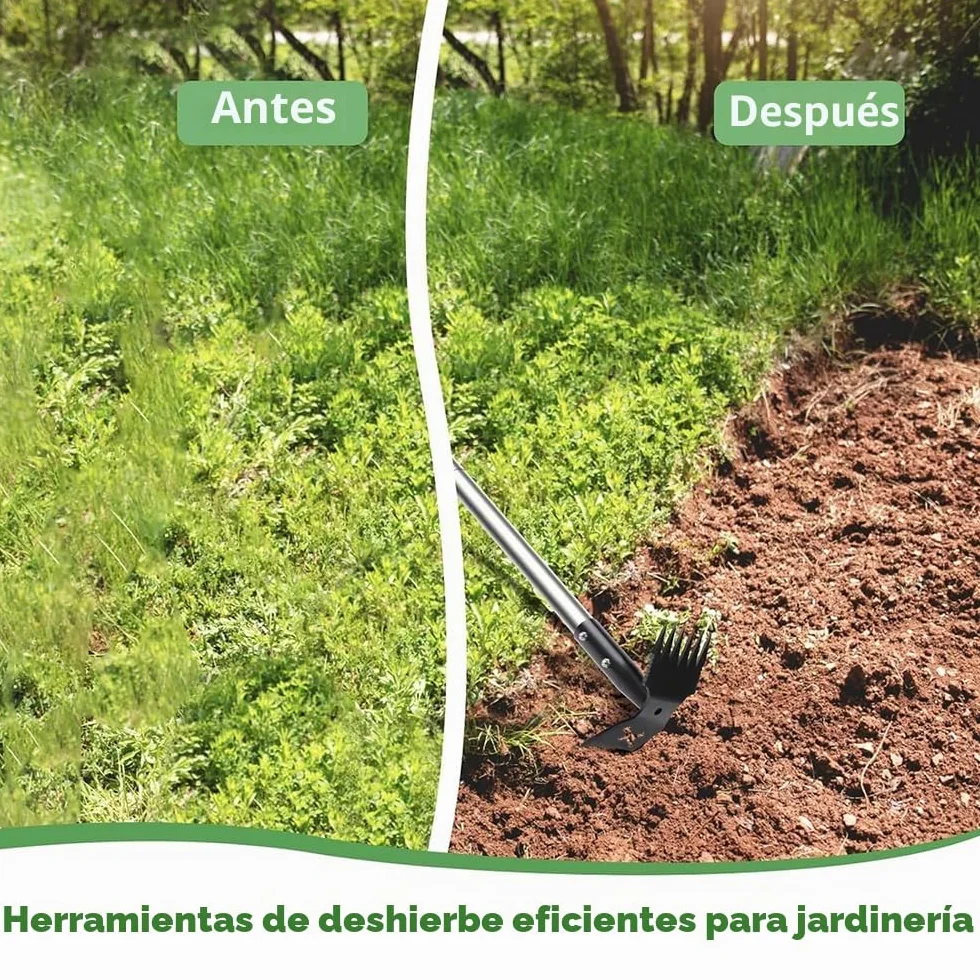 Extractora de Malas Hierbas con Mango Largo de 180 cm,Rastrillo de Azadas de Jardín 2 en 1 para Desmalezar,Quitar Malas Hierbas Jardin Mango Largo,Herramientas de Jardín para patio,césped,patio,jardín