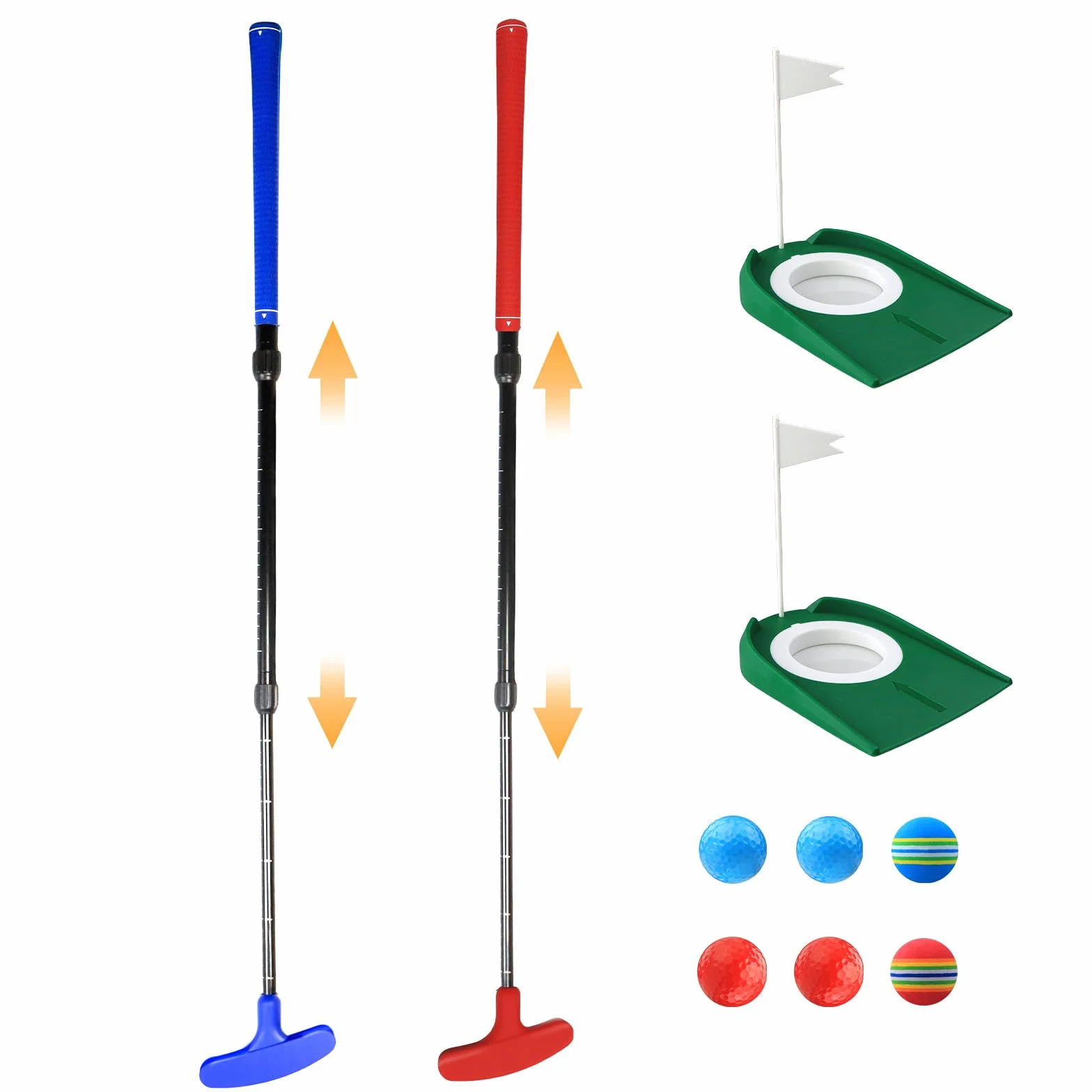 Juego de putter de golf ajustable ambidiestro rojo y azul para niños y jóvenes